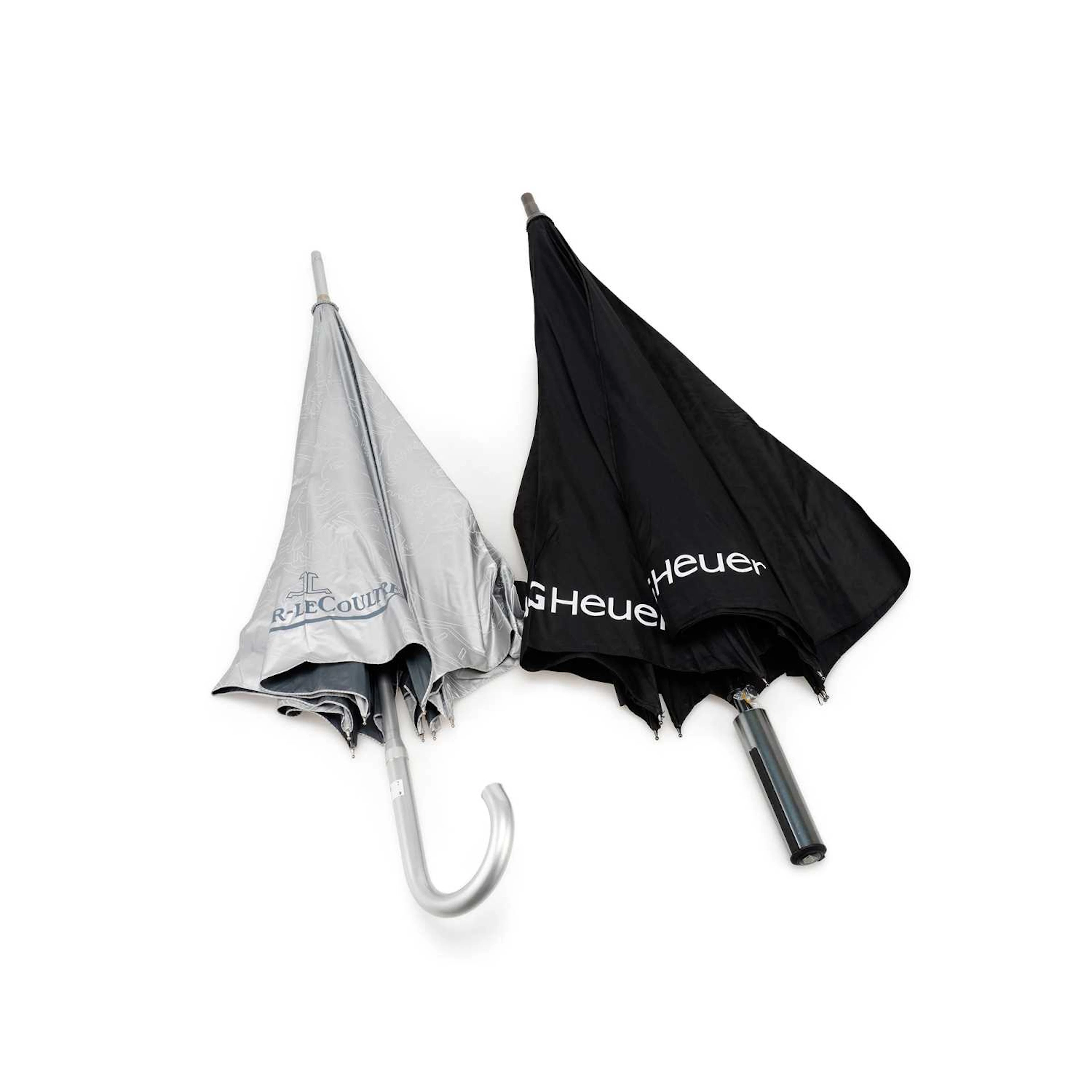 TWO BRANDED UMBRELLAS