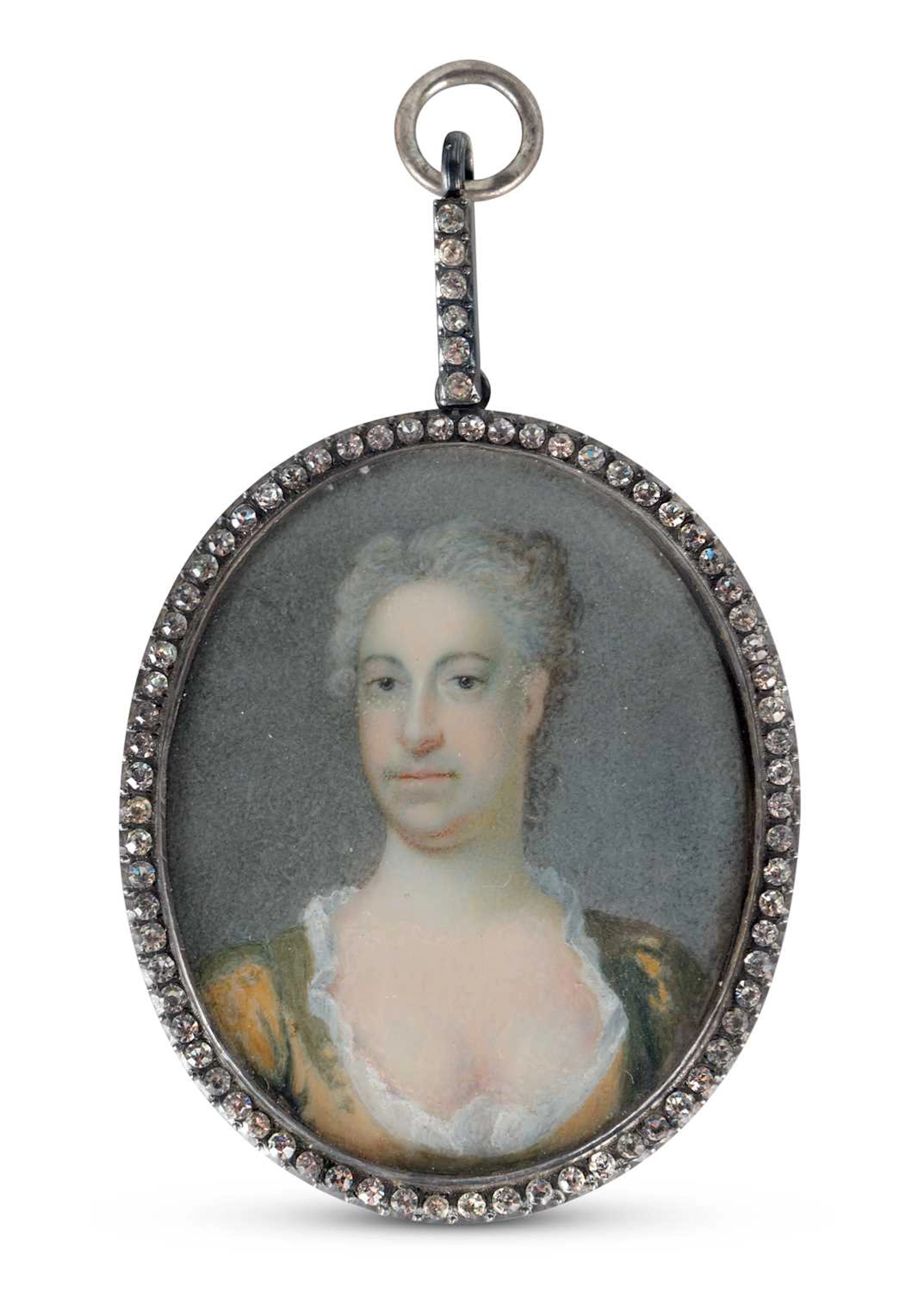 § AN OVAL PORTRAIT MINIATURE 19TH CENTURY