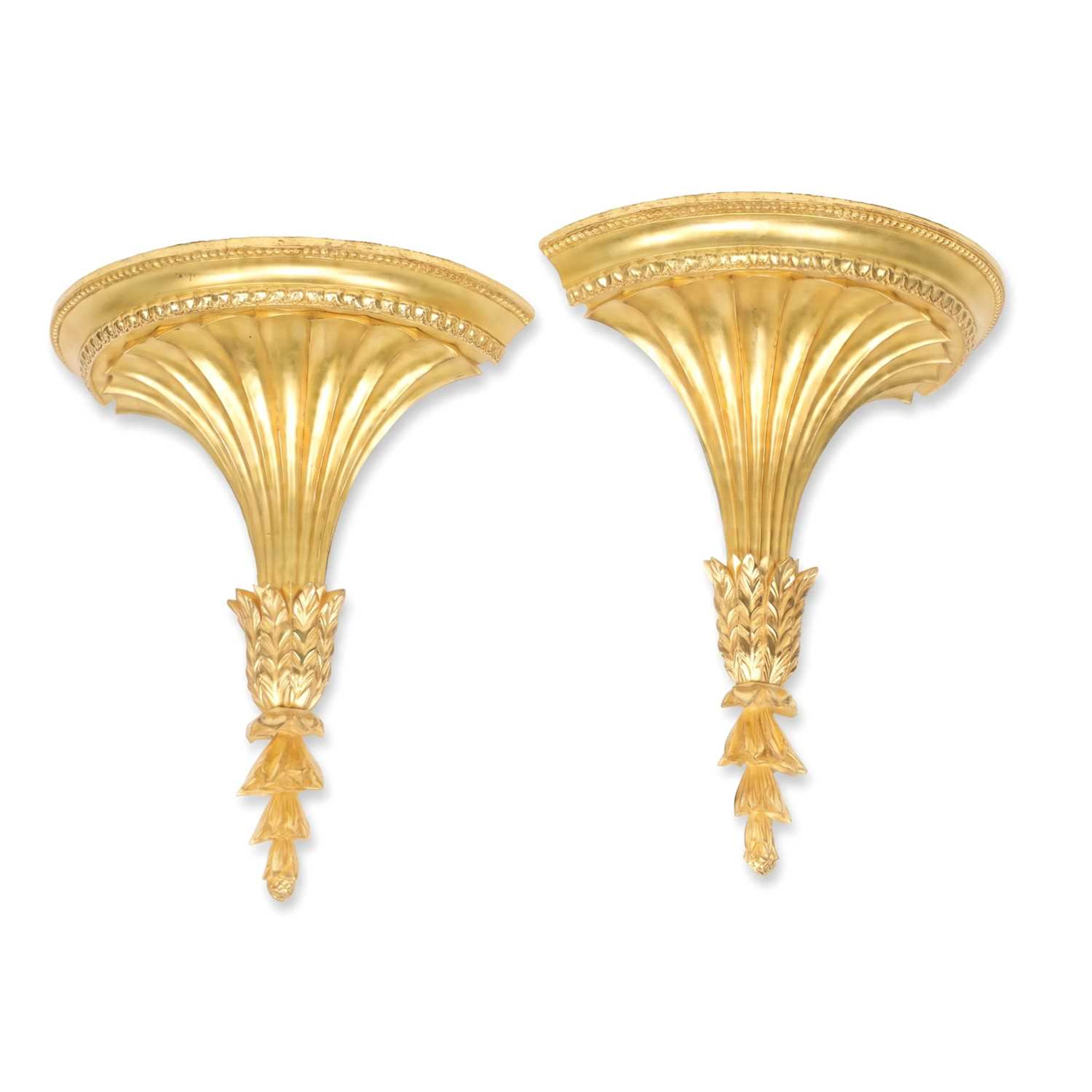 A PAIR OF GILTWOOD WALL BRACKETS