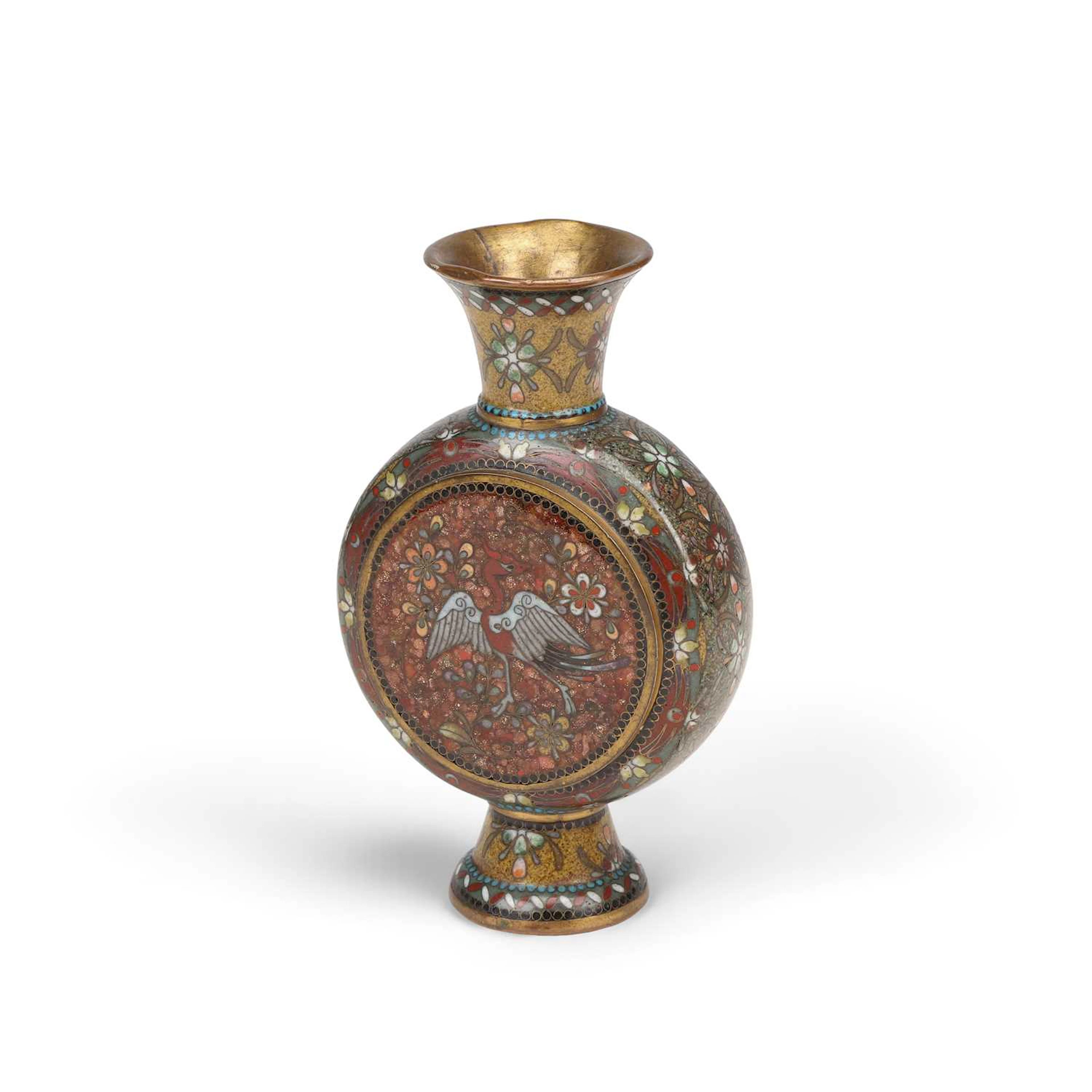 A JAPANESE CLOISONNÉ ENAMEL MOON FLASK