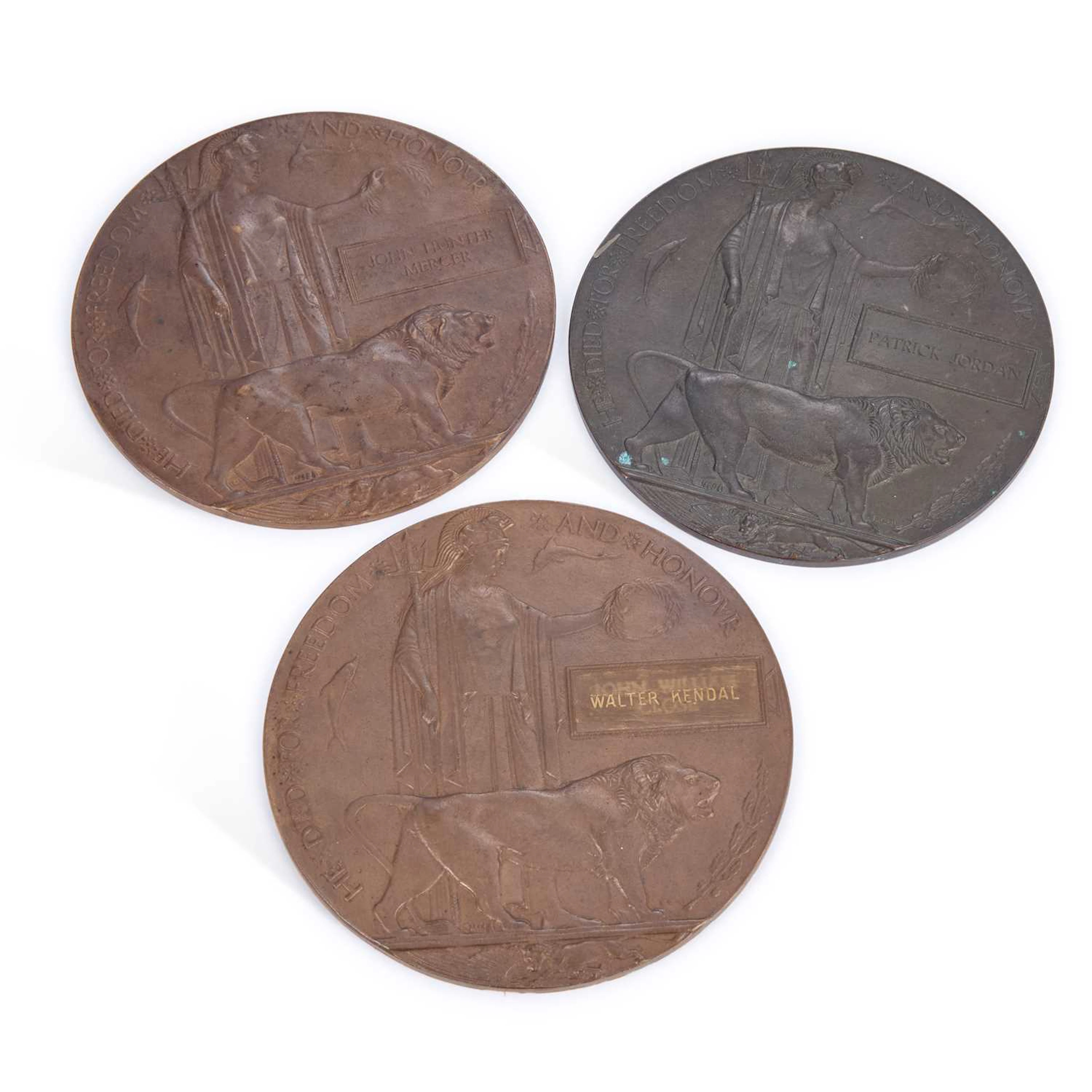 THREE FIRST WORLD WAR DEATH PLAQUES