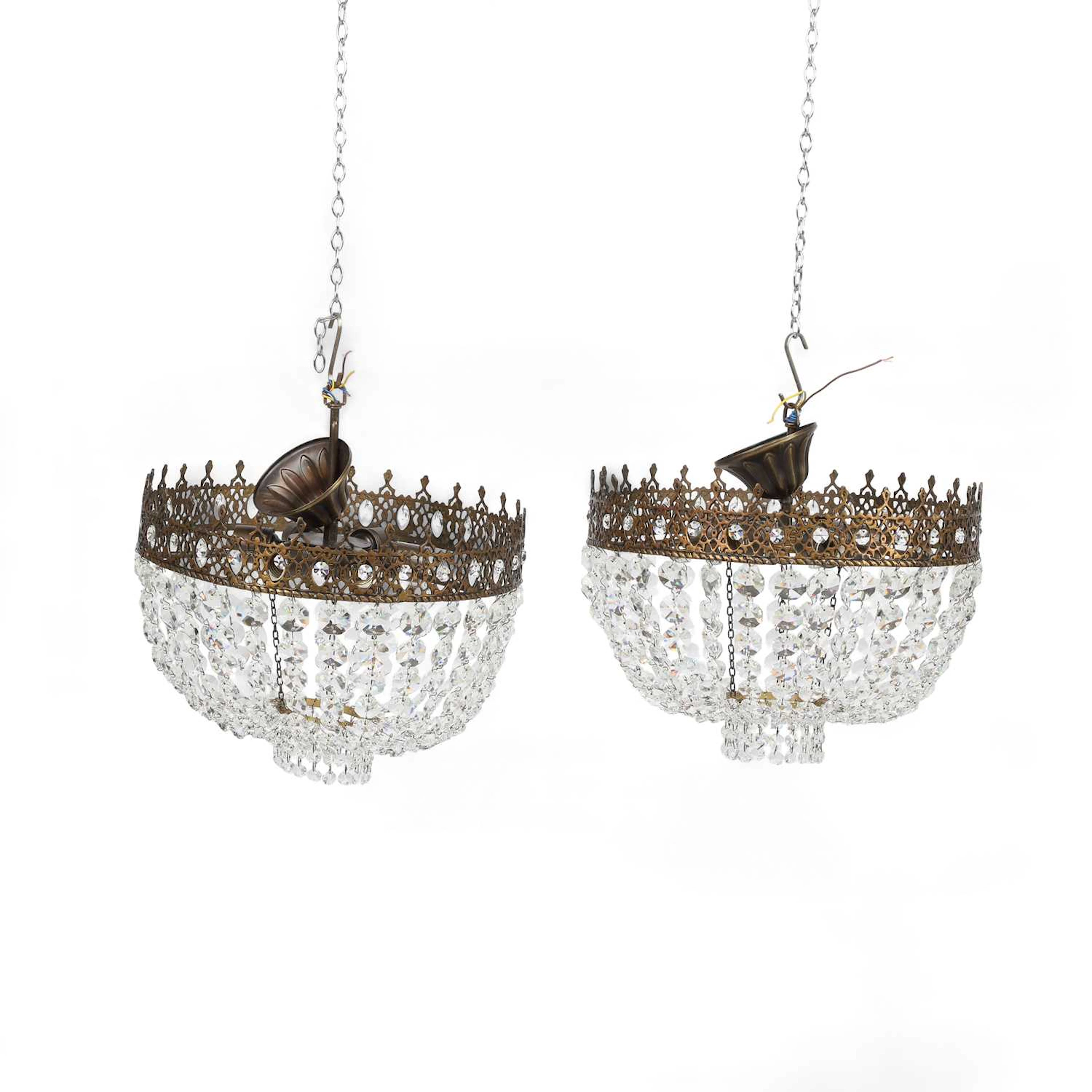 A PAIR OF BASKET CHANDELIERS
