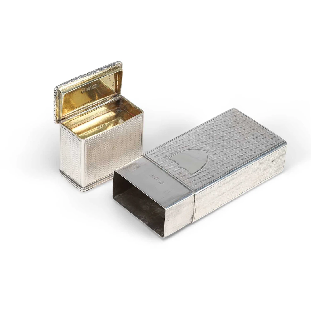 A WILLIAM IV SILVER COMBINATION CHEROOT AND VESTA CASE