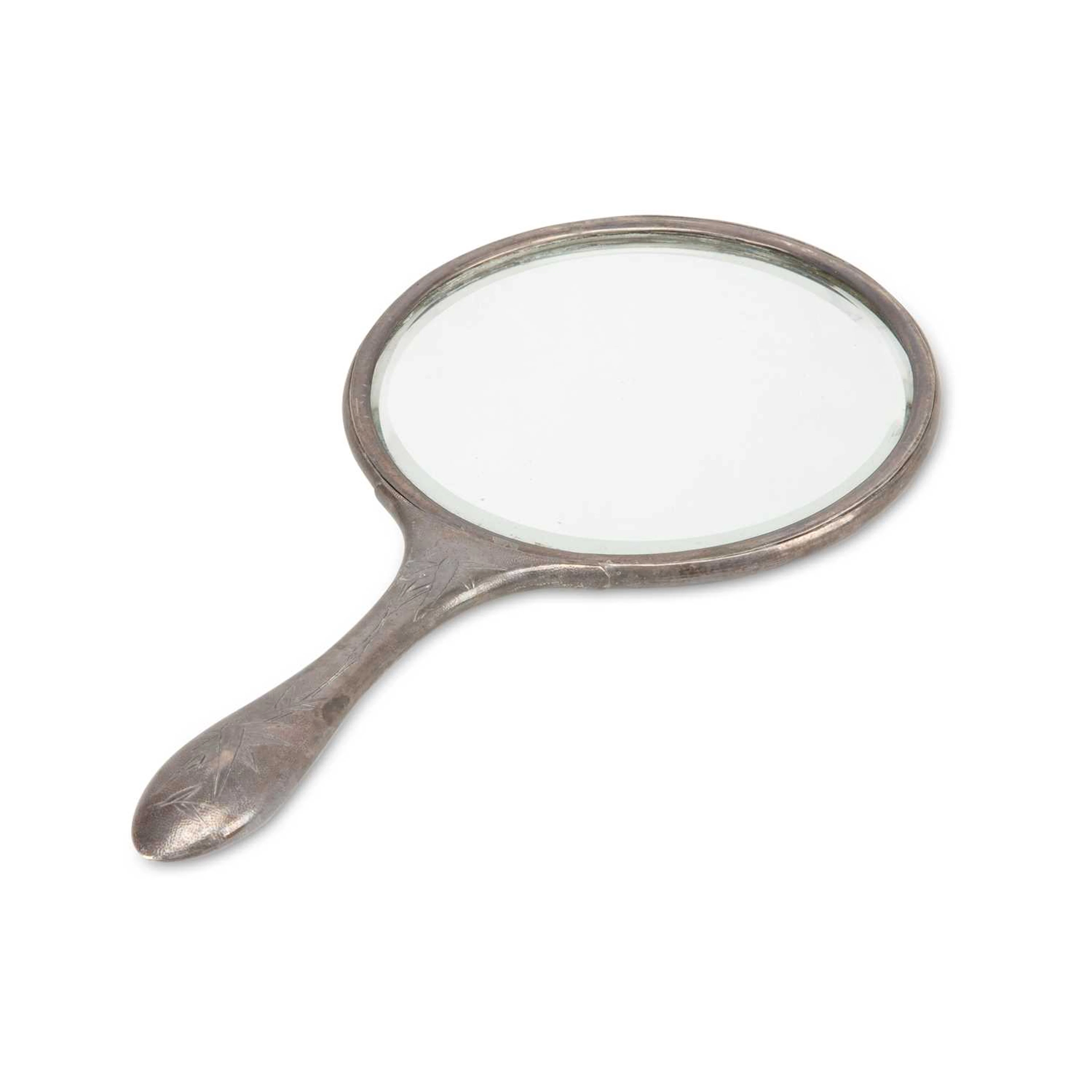 A CHINESE SILVER HAND-MIRROR AND A CHINESE SILVER CIGARETTE CASE