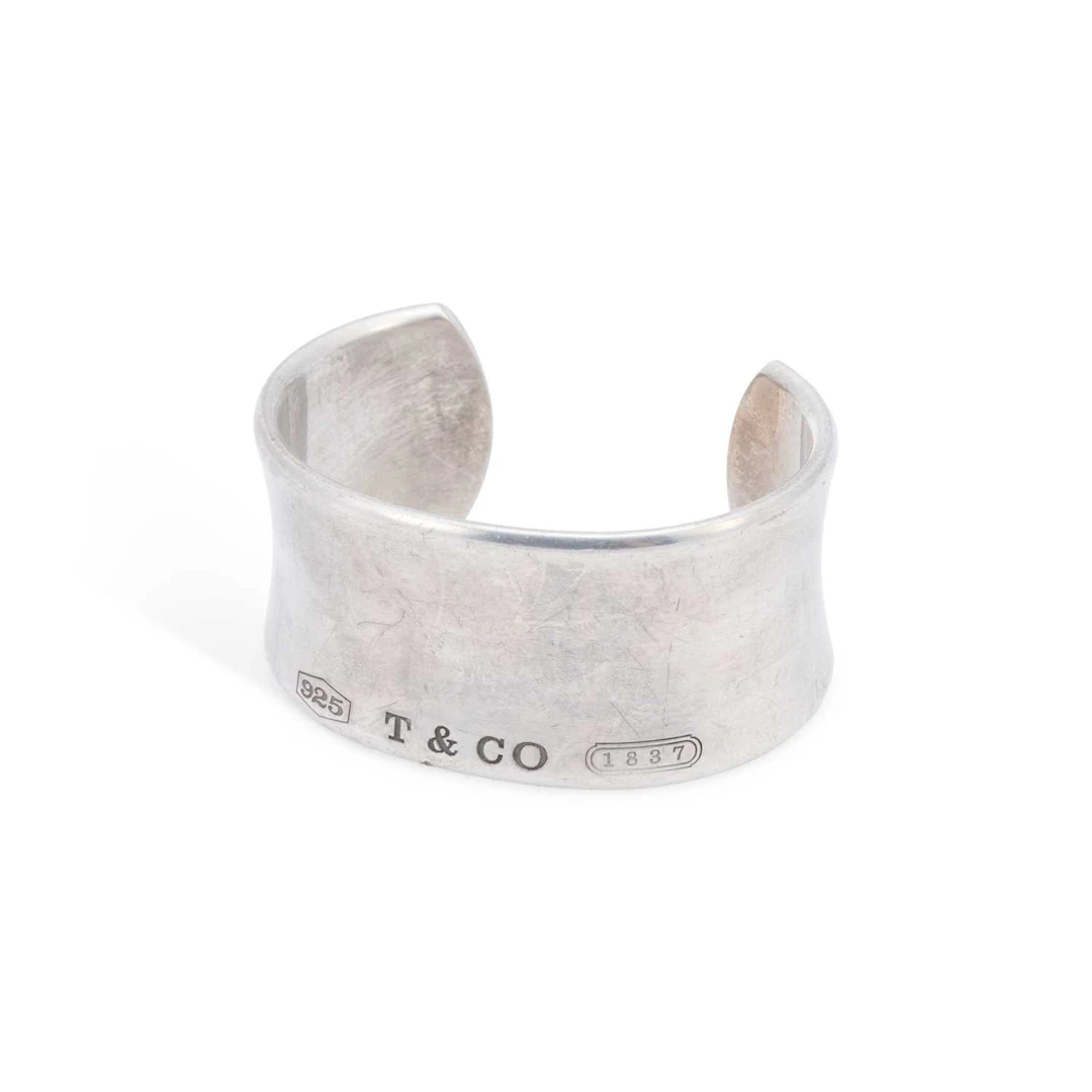 A TIFFANY & CO 1837 SILVER WIDE CUFF BANGLE
