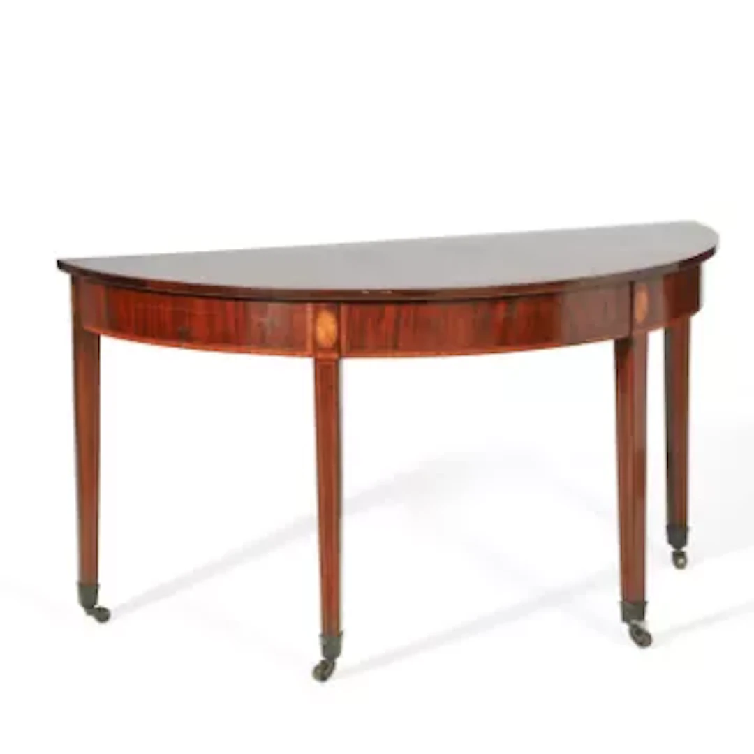 A GEORGE III INLAID MAHOGANY CONSOLE TABLE