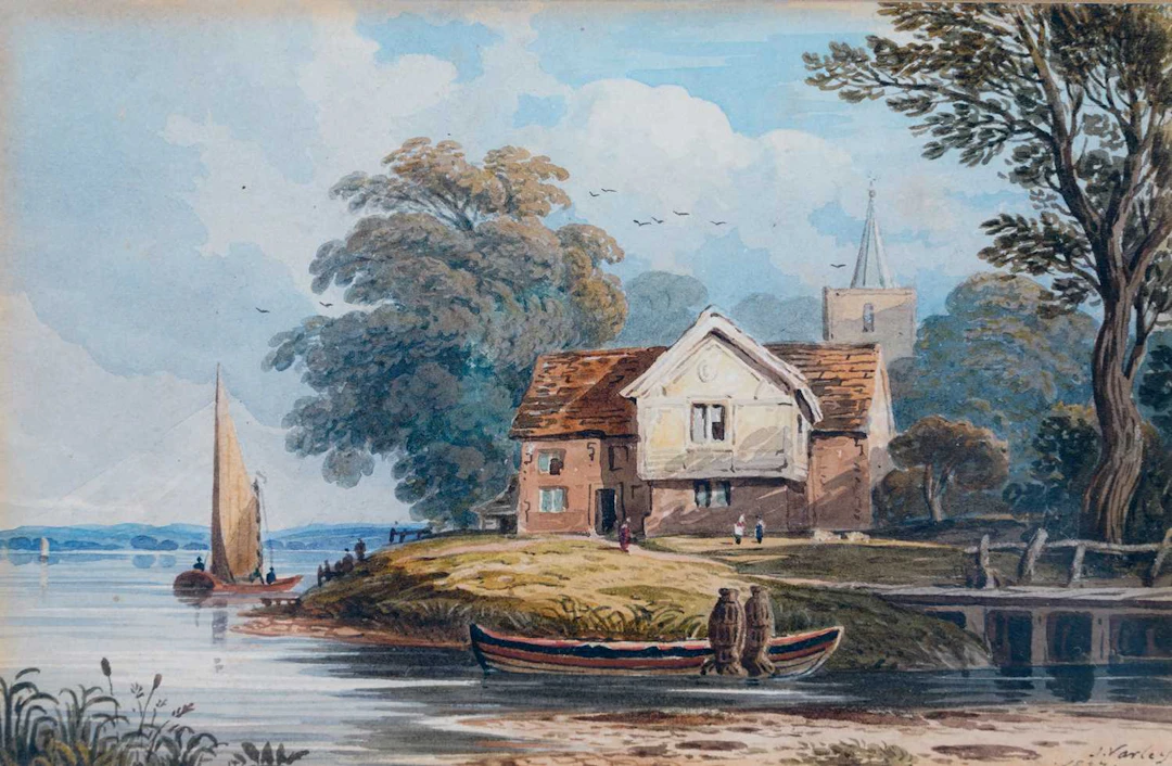 JOHN VARLEY OWS (1778-1842) A COTTAGE ON THE THAMES