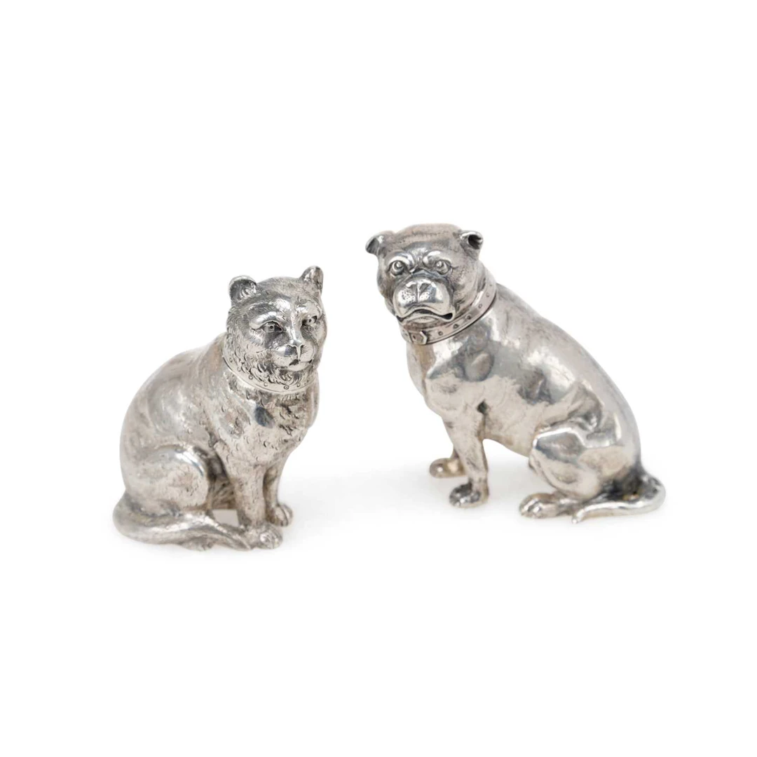 A PAIR OF VICTORIAN SILVER NOVELTY PEPPER SHAKERS