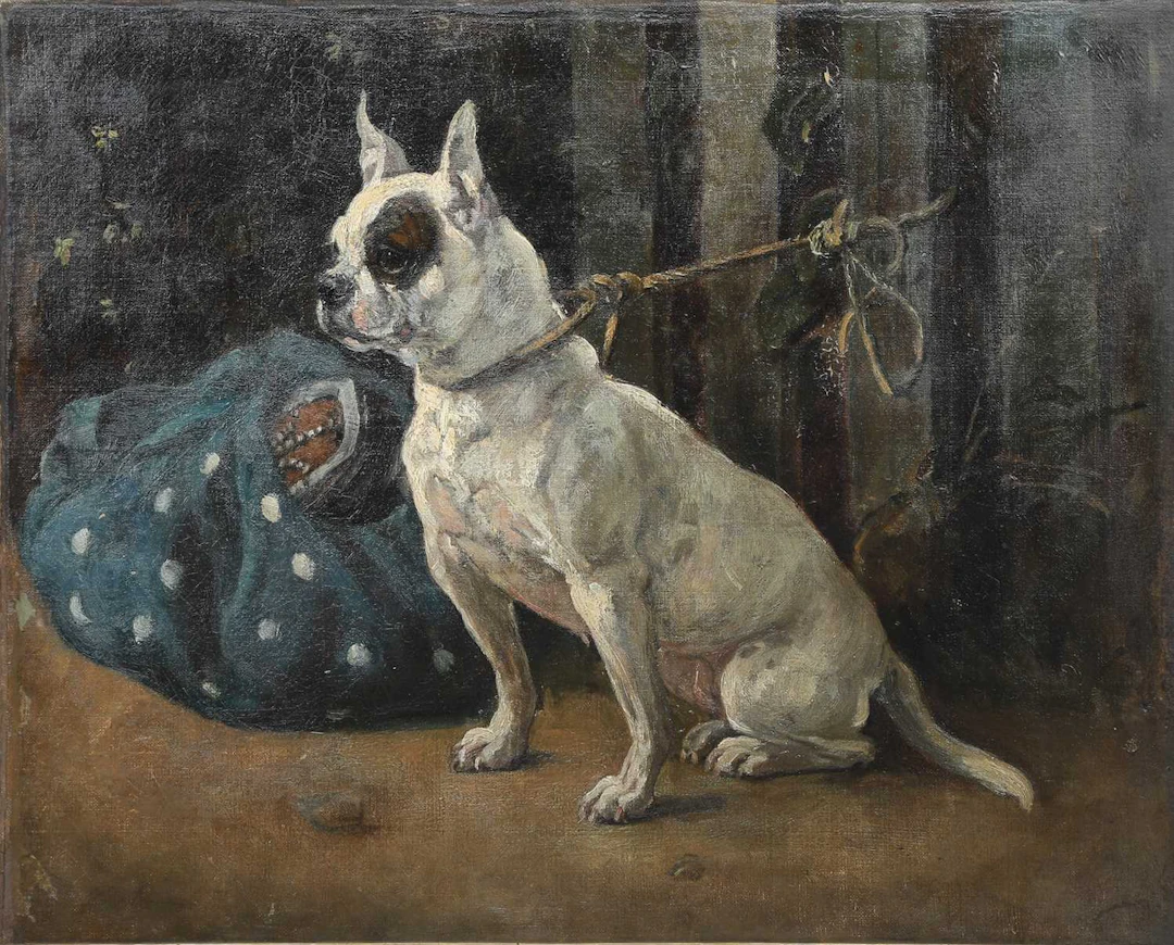 19TH CENTURY EUROPEAN SCHOOL PORTRAIT OF A FRENCH BULLDOG