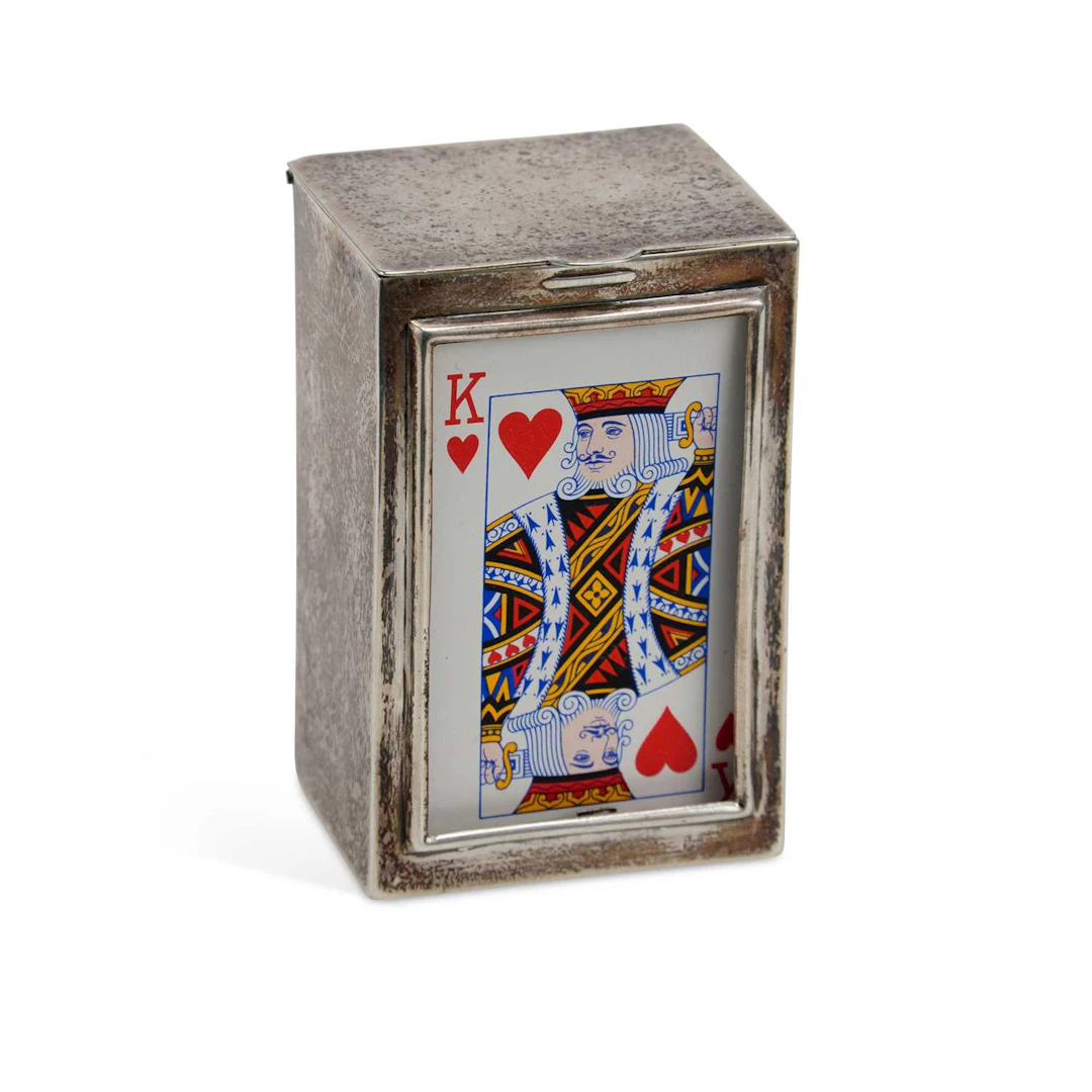AN EDWARD VII SILVER PLAYING CARDS BOX
