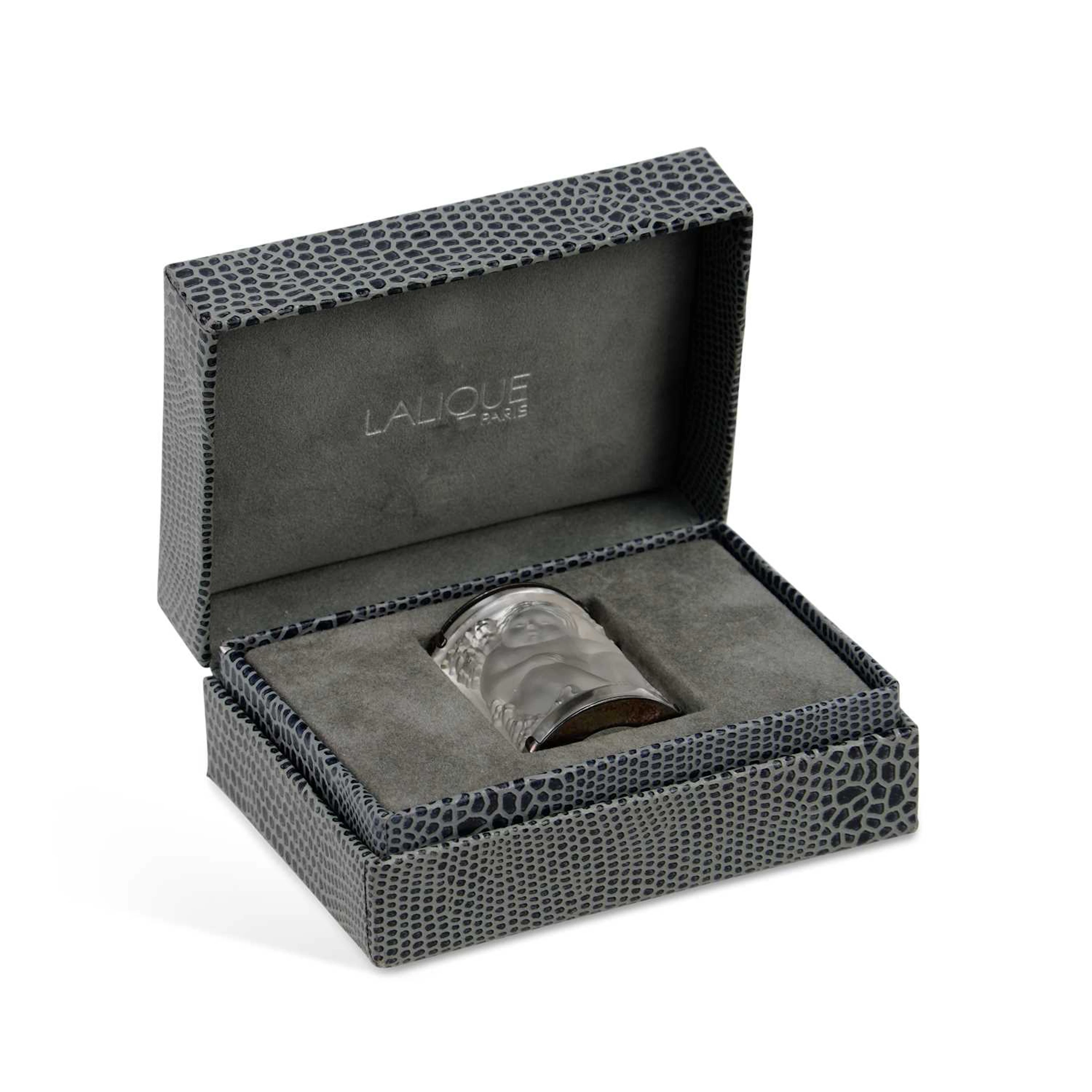 LALIQUE, A SILVER AND GLASS 'ENFANT' BROOCH