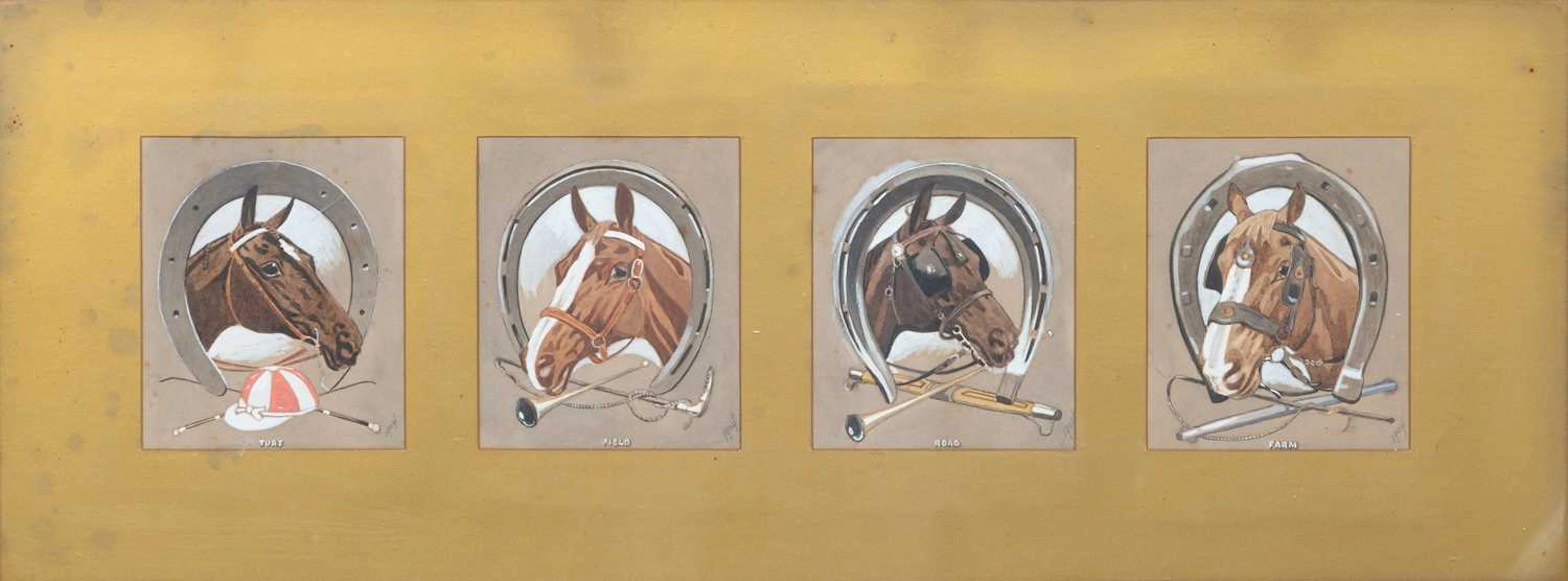 ATTRIBUTED TO GEORGE WRIGHT (1851-1916) FOUR HORSE PICTURES: TURF