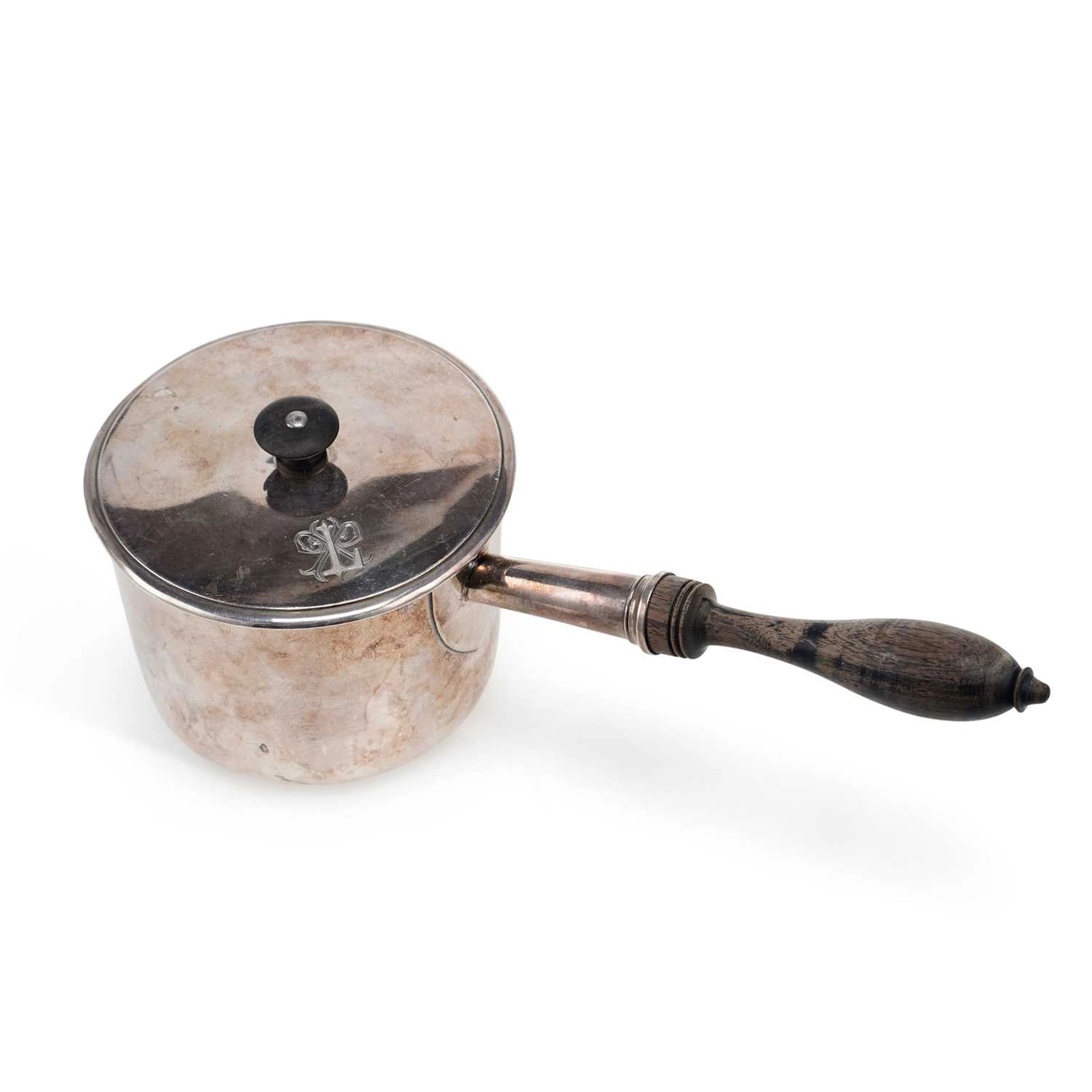 A FRENCH BRANDY WARMING PAN AND COVER