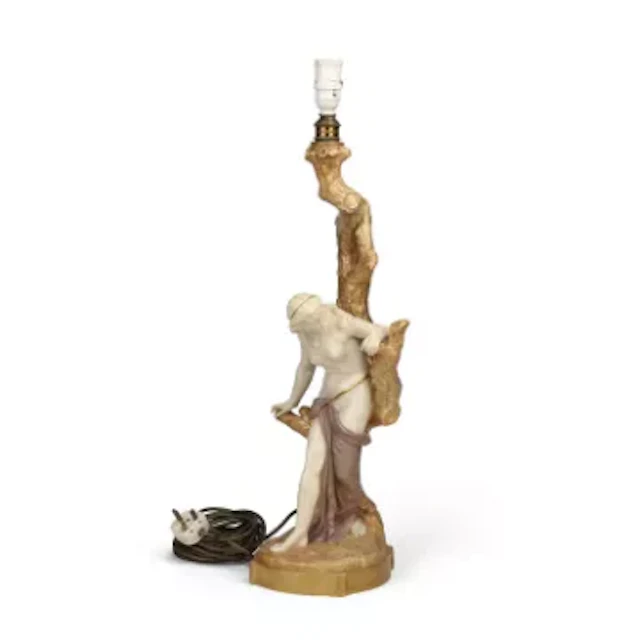 A LARGE ROYAL WORCESTER "CRICKLITE" BLUSH IVORY PORCELAIN LAMP BASE