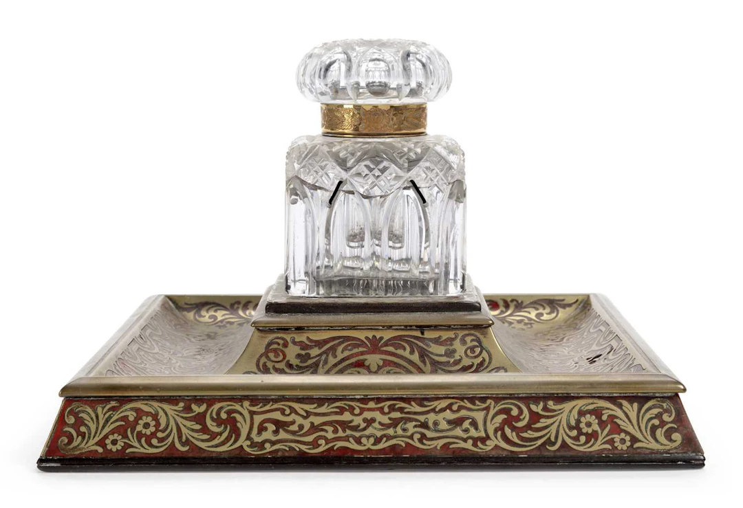 A VICTORIAN BOULLE WORK INKSTAND