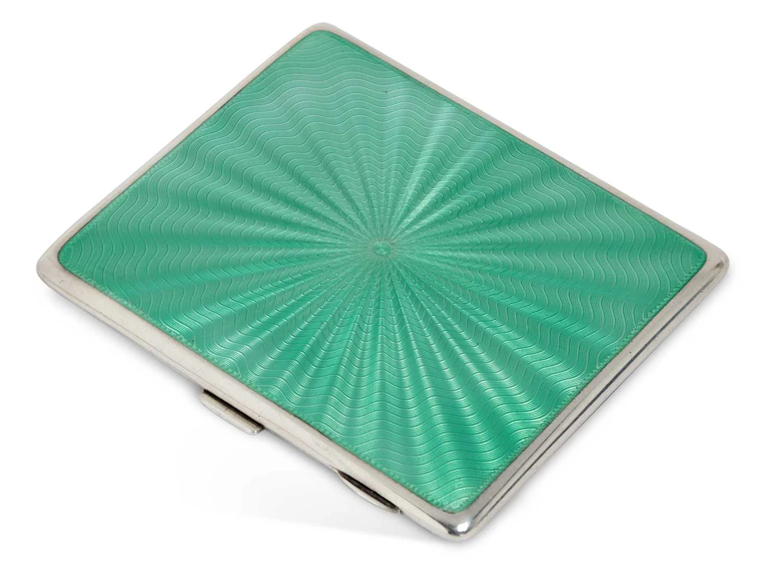 A GEORGE V SILVER AND ENAMEL CIGARETTE CASE
