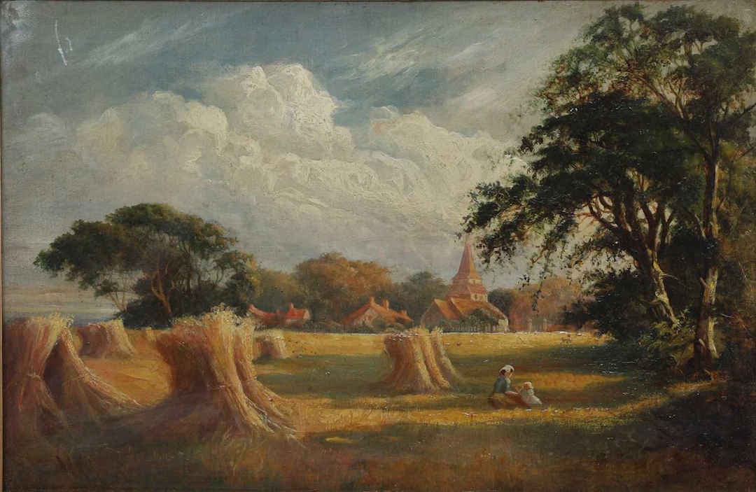 EARLY 20TH CENTURY SCHOOL SUMMER LANDSCAPE: IN THE STRAW FIELD
