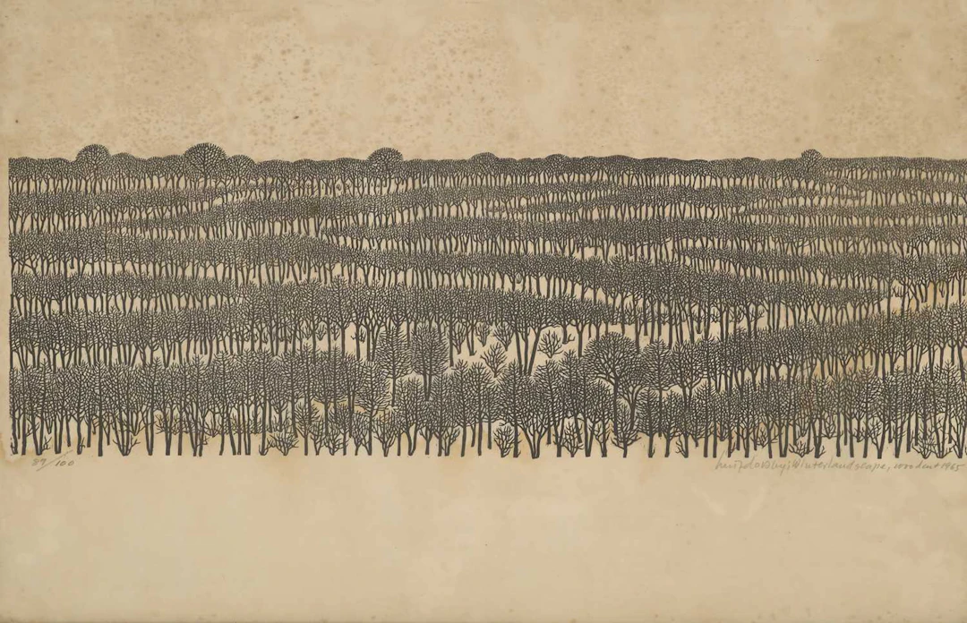 ‡ JACQUES HNIZDOVSKY (UKRAINIAN-AMERICAN 1915-1985) WINTER LANDSCAPE