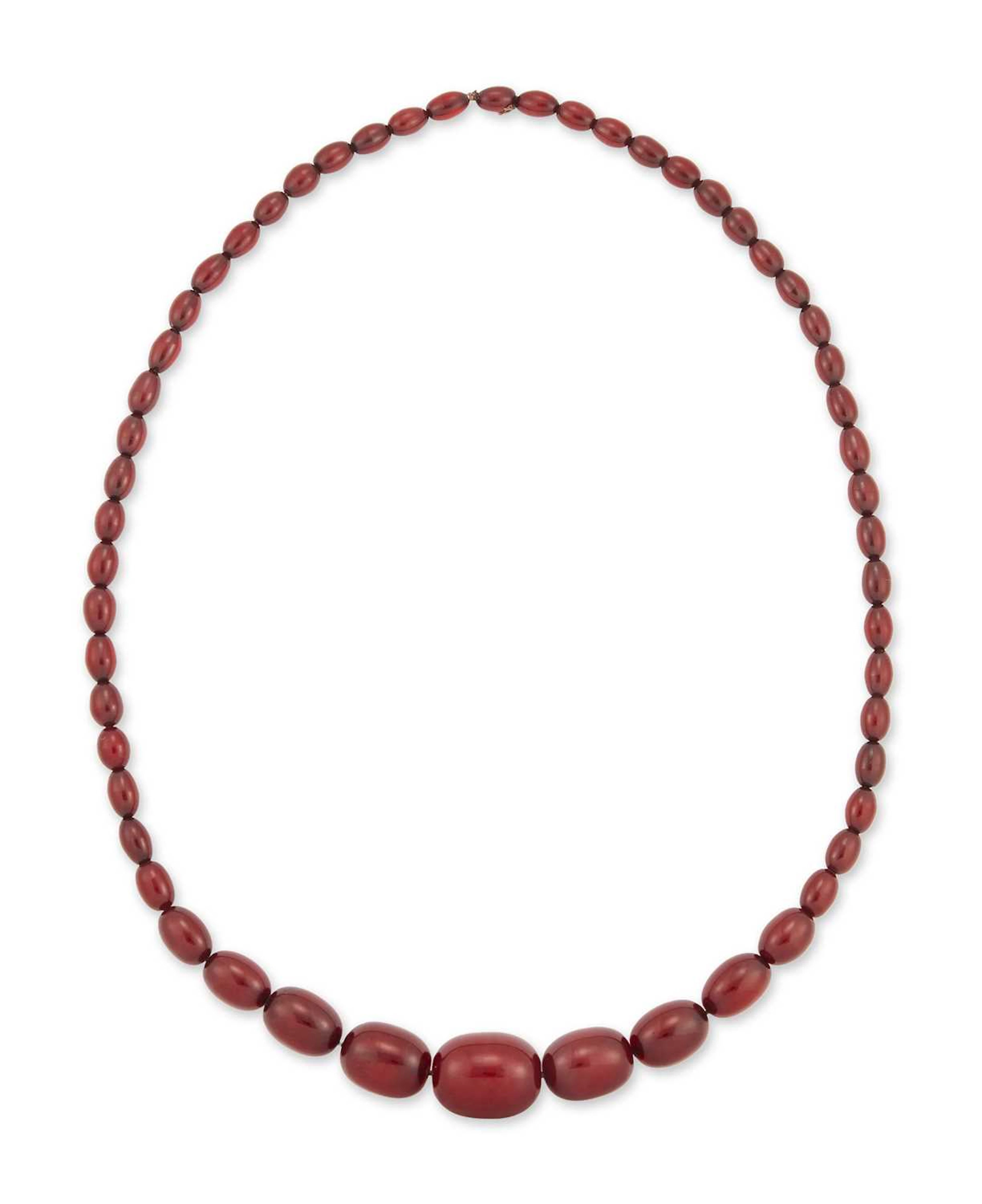 A CHERRY AMBER BAKELITE BEAD NECKLACE