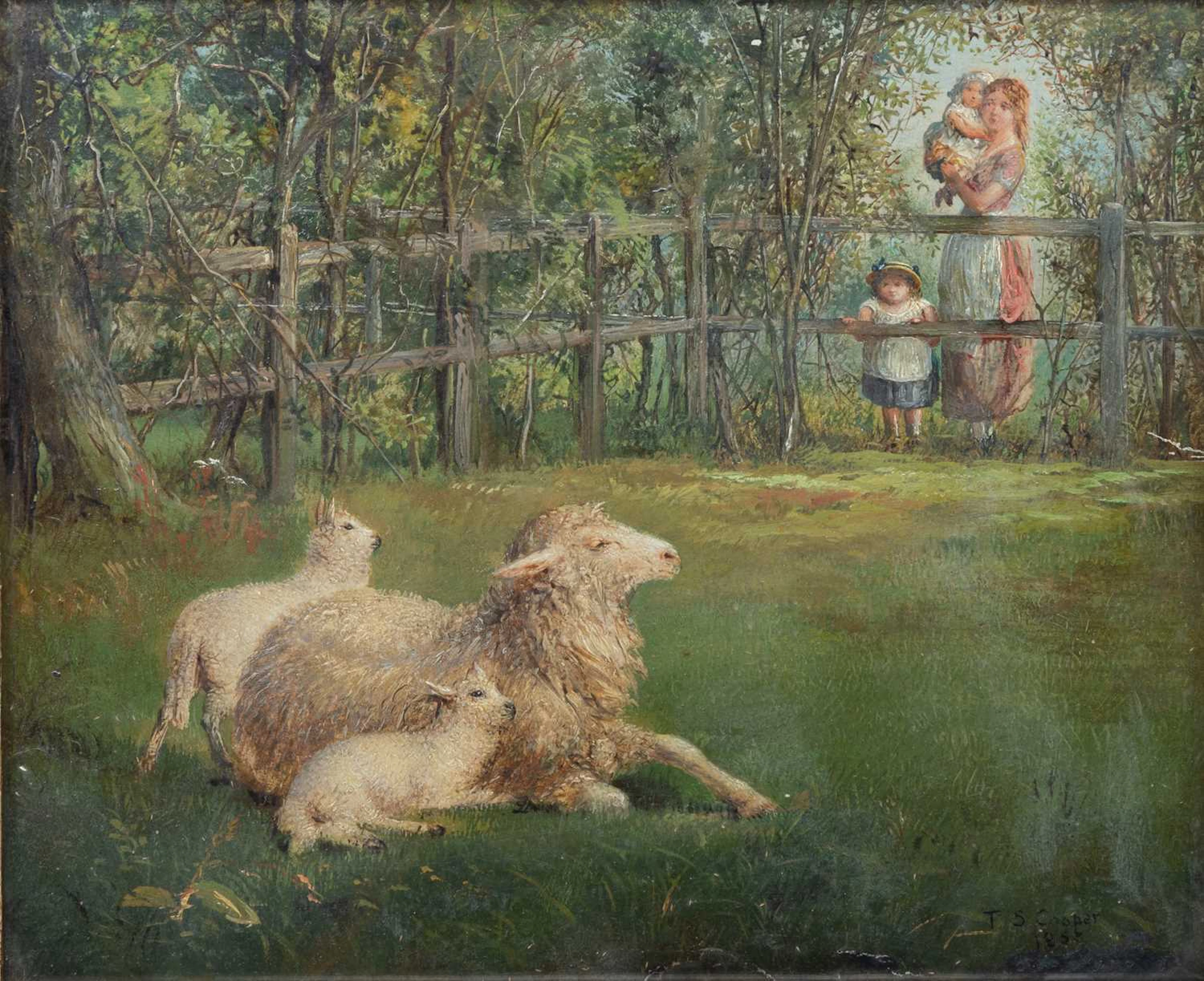 CIRCLE OF THOMAS SIDNEY COOPER RA (1803-1902) A SHEEP WITH HER LAMBS