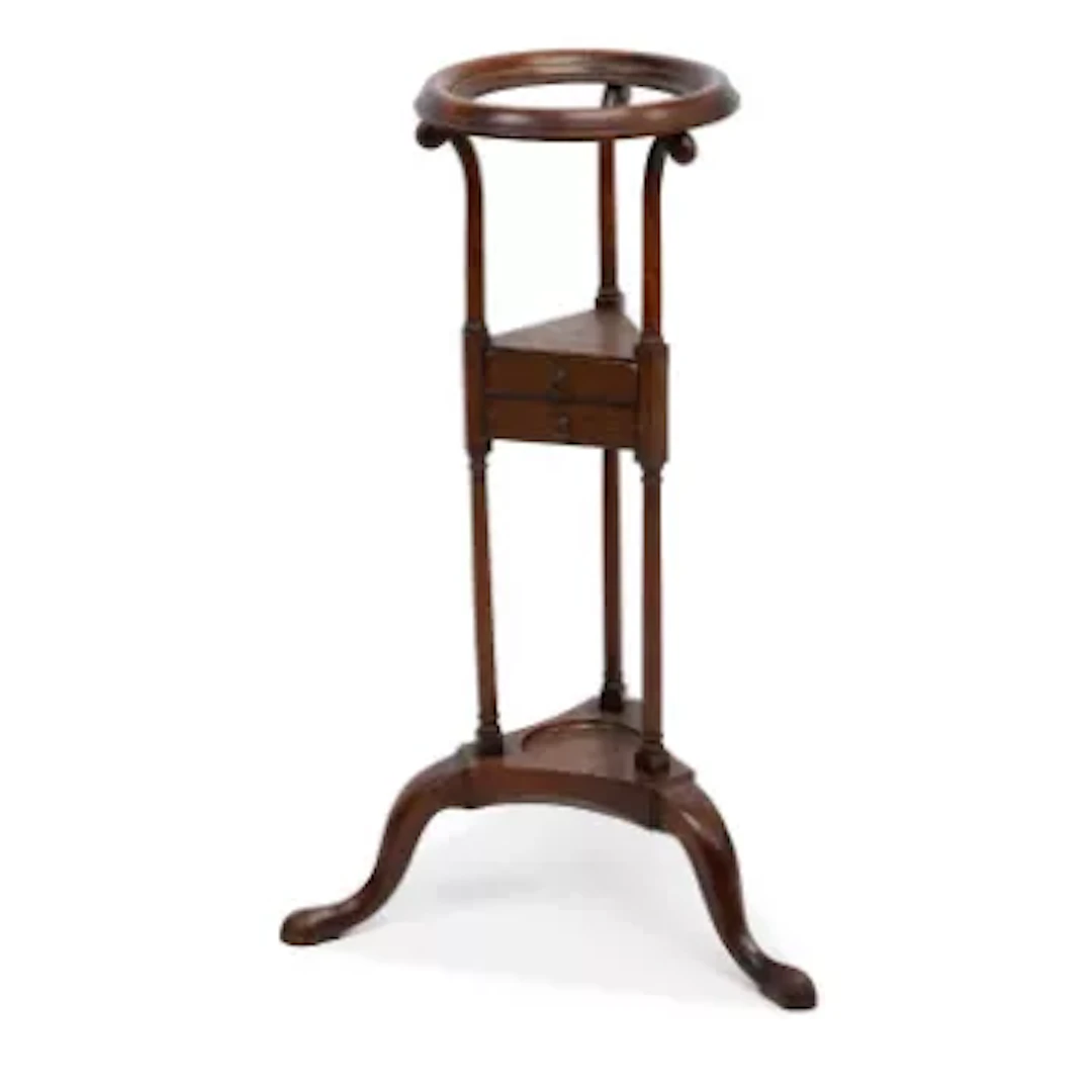 A GEORGE III MAHOGANY WIG STAND