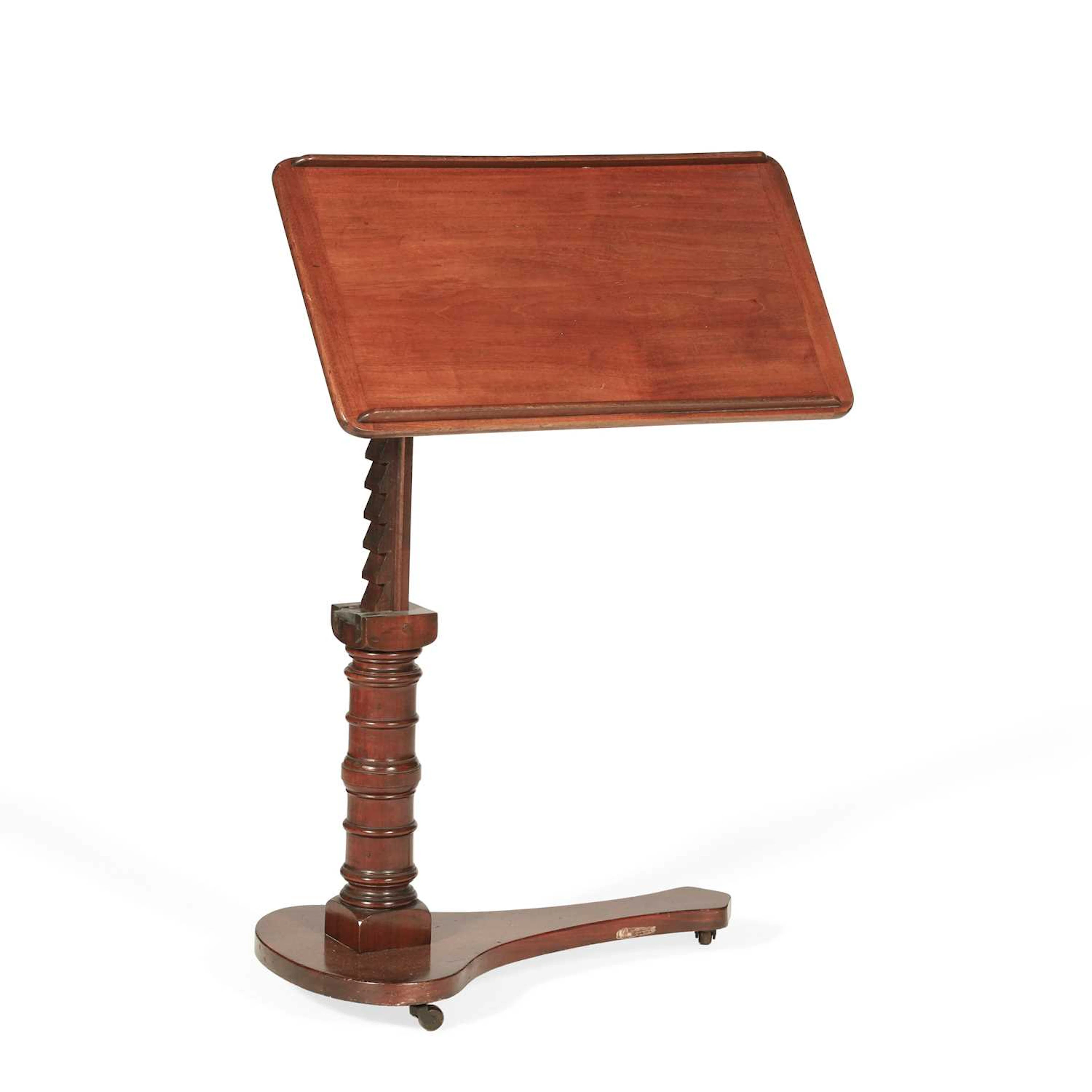 A VICTORIAN MAHOGANY ADJUSTABLE READING TABLE