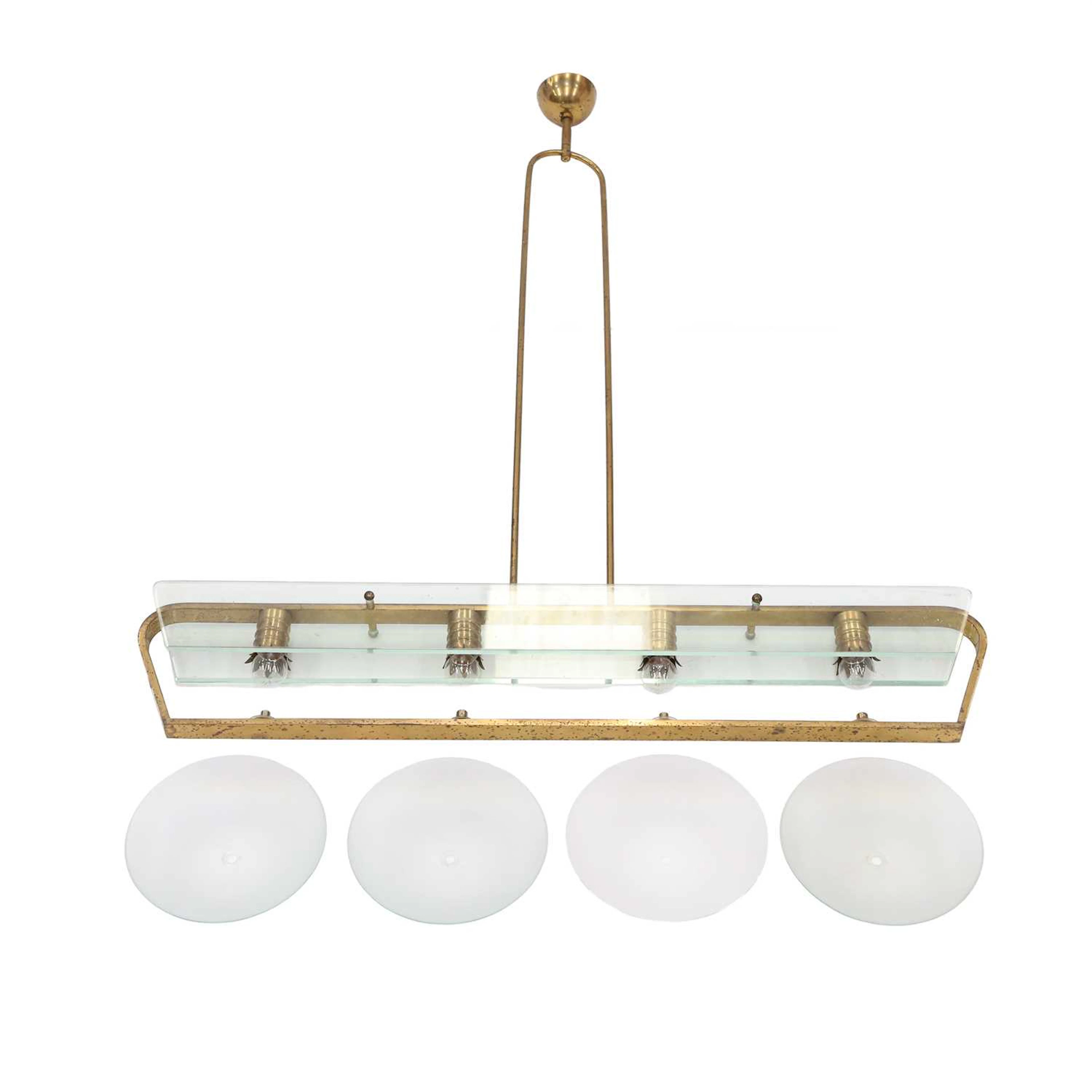ATTRIBUTED TO PIETRO CHIESA FOR FONTANA ARTE A BRASS AND GLASS FOUR-LIGHT