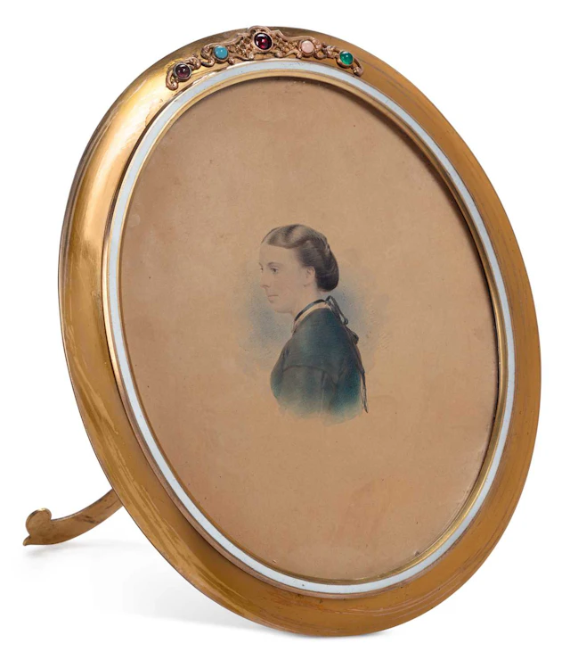 AN ASPREY GILT-BRASS EASEL FRAME LATE 19TH CENTURY