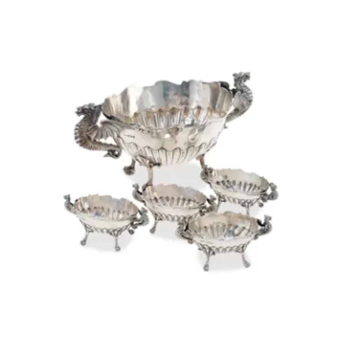 A GEORGE V SILVER TWO-HANDLED BOWL