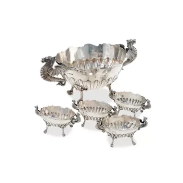 A GEORGE V SILVER TWO-HANDLED BOWL