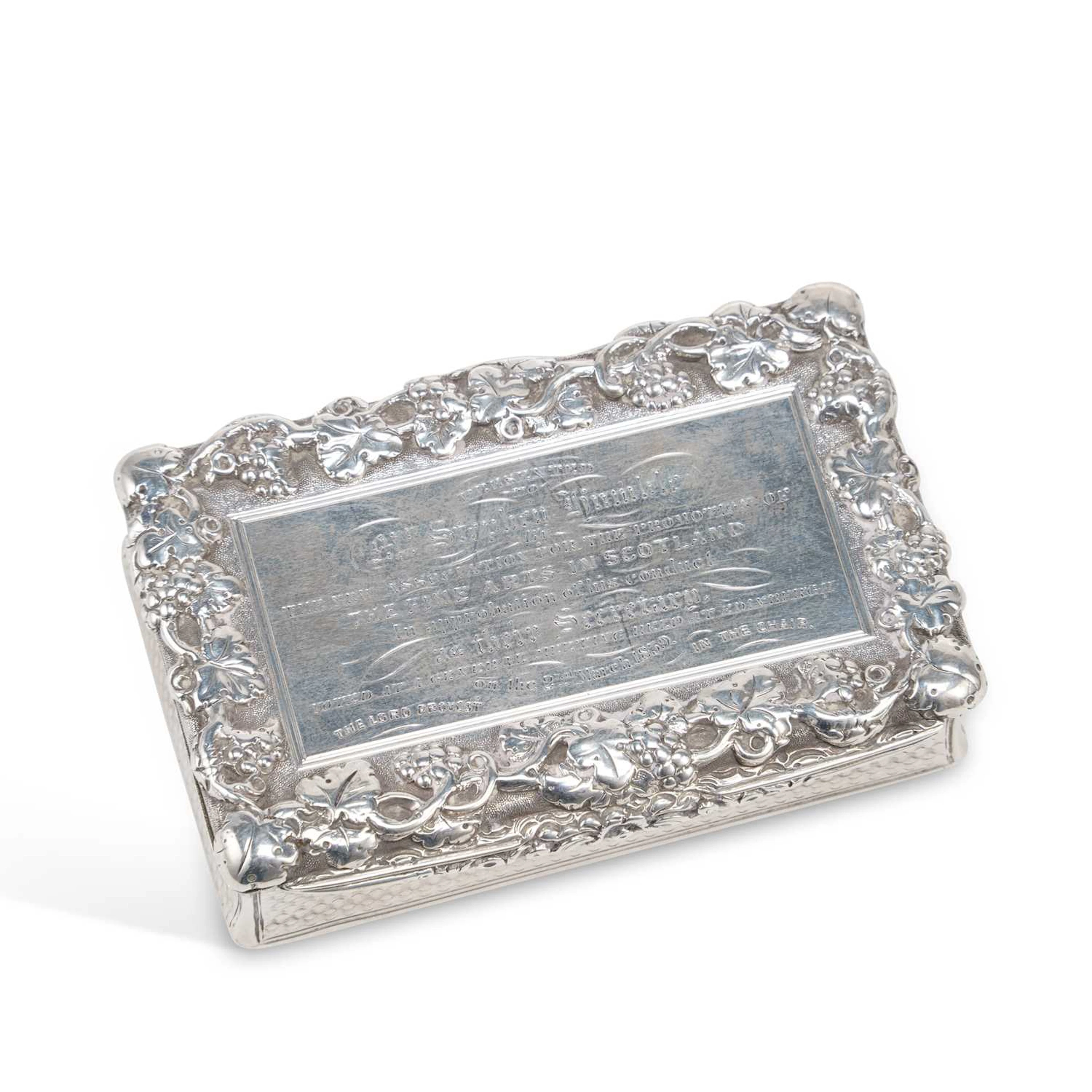 A WILLIAM IV SCOTTISH SILVER PRESENTATION SNUFF BOX