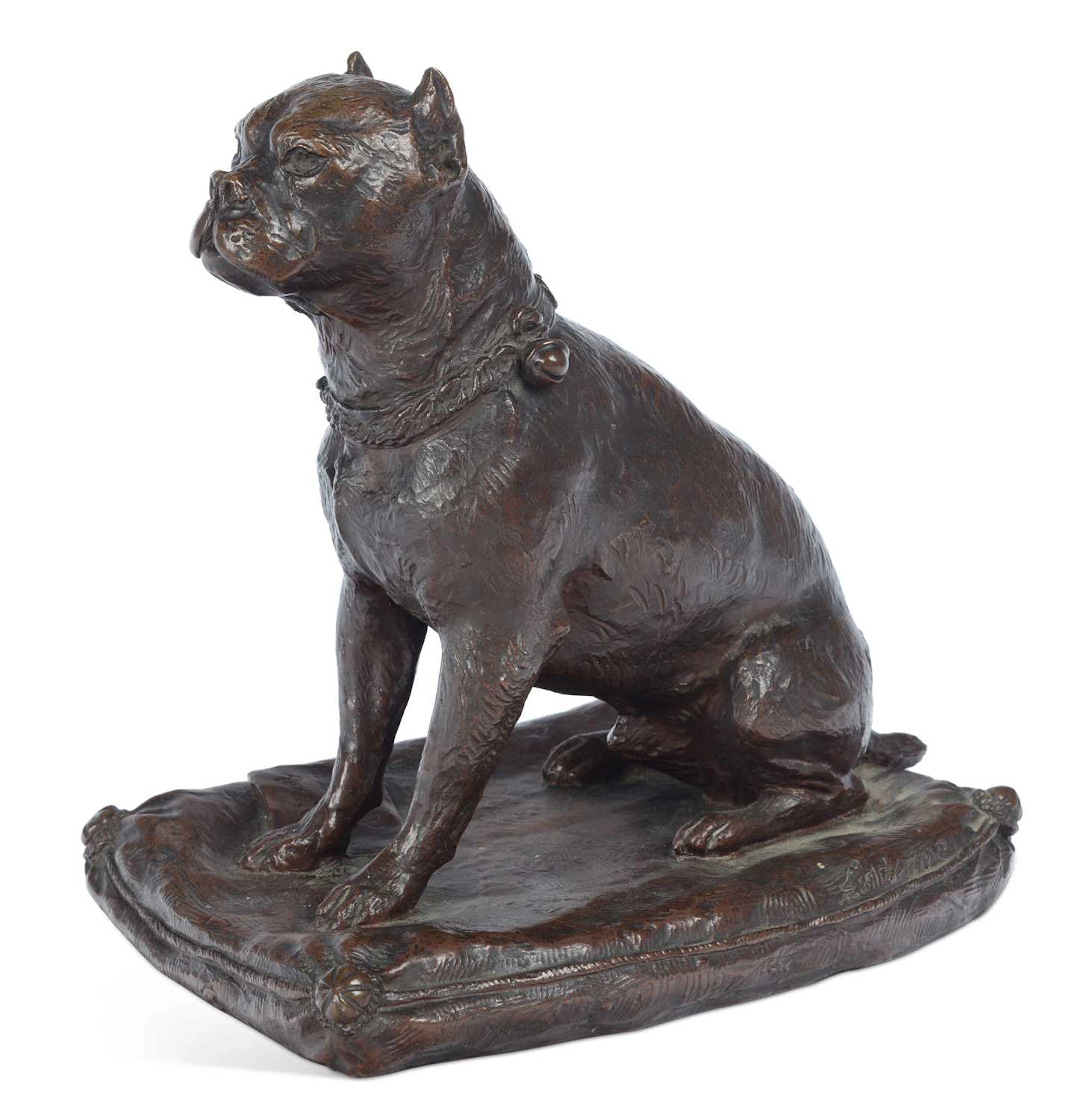 A BRONZE MODEL OF A BULLDOG