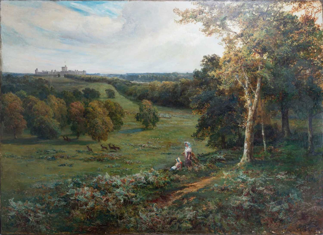 ALFRED DE BREANSKI SENIOR (1852-1928) WINDSOR GREAT PARK, THE CASTLE BEYOND