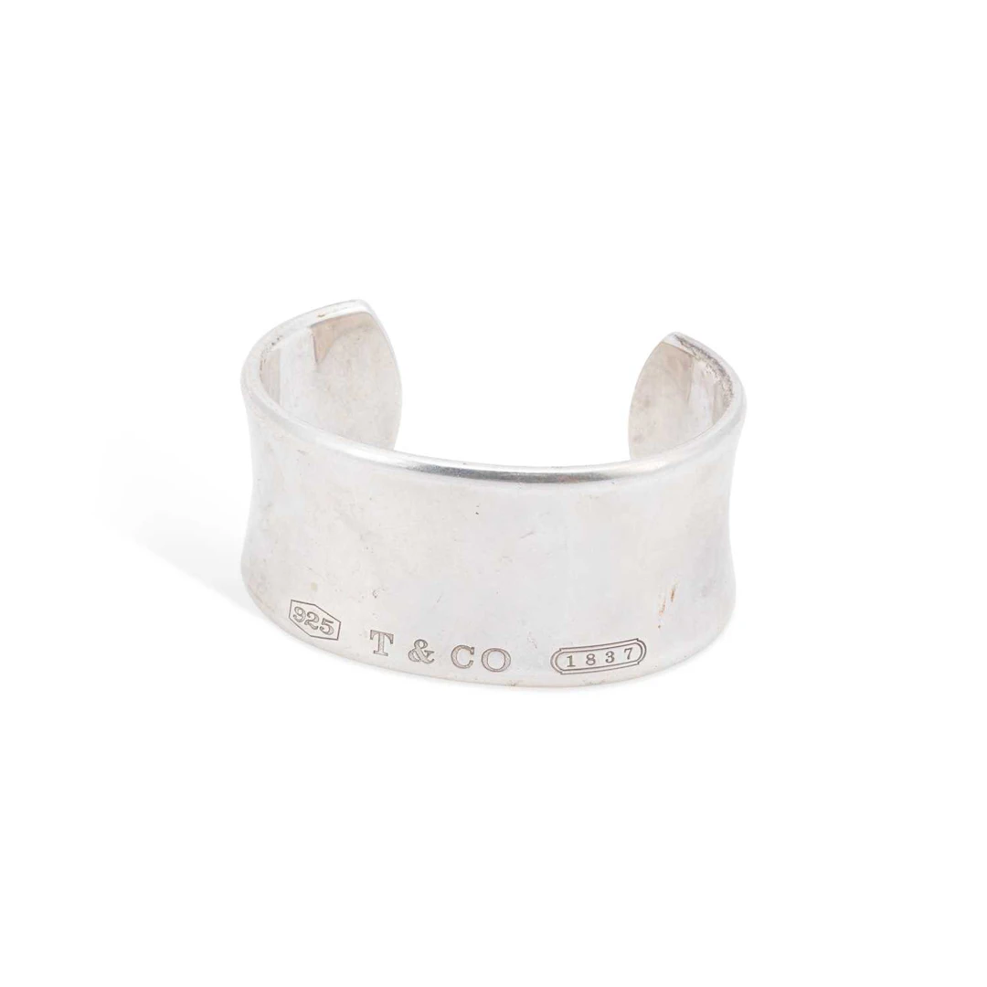 A TIFFANY & CO 1837 SILVER WIDE CUFF BANGLE