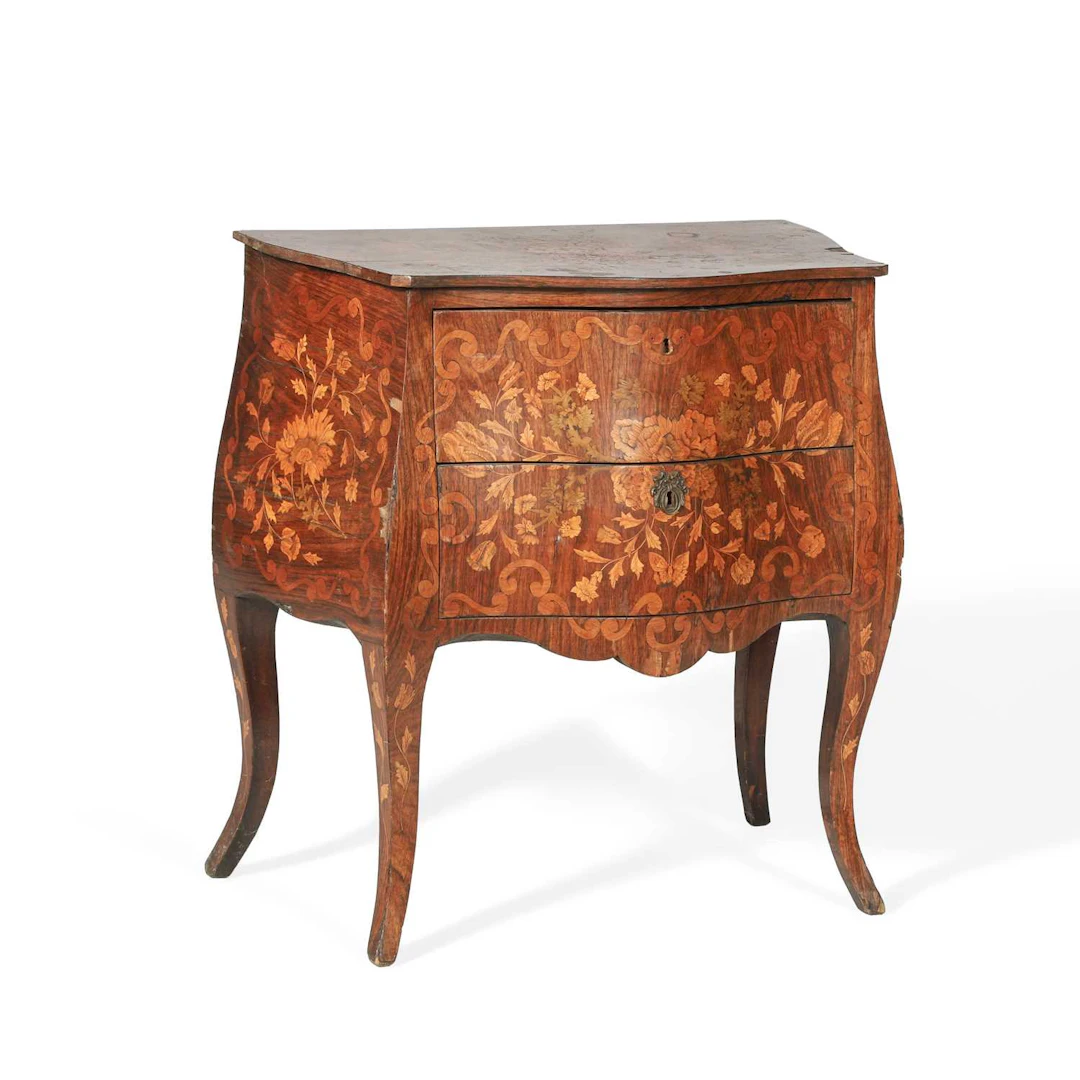 A SMALL DUTCH FLORAL MARQUETRY COMMODE