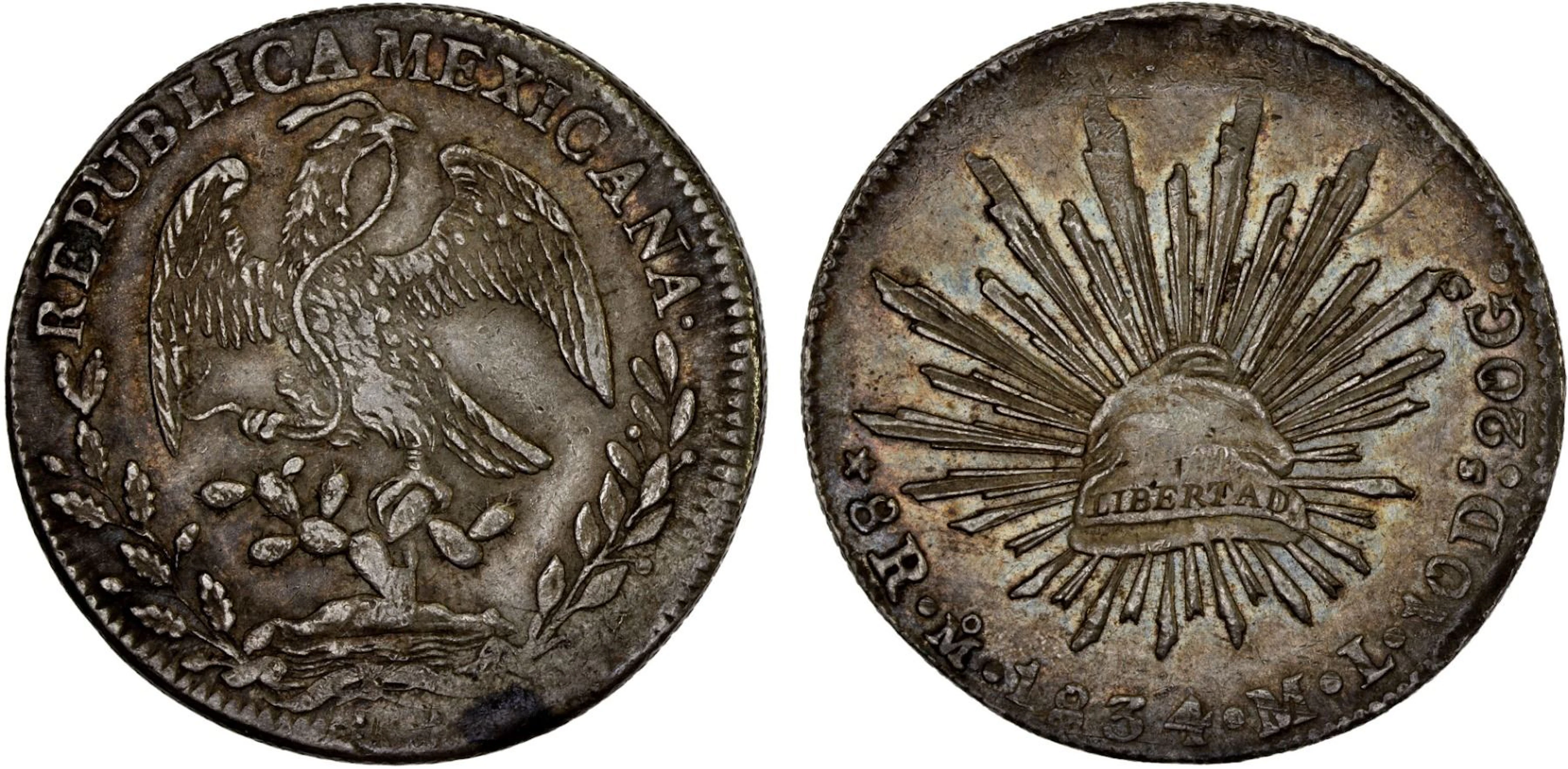 MEXICO: Republic, AR 8 reales (26.97g), 1834-Mo, XF