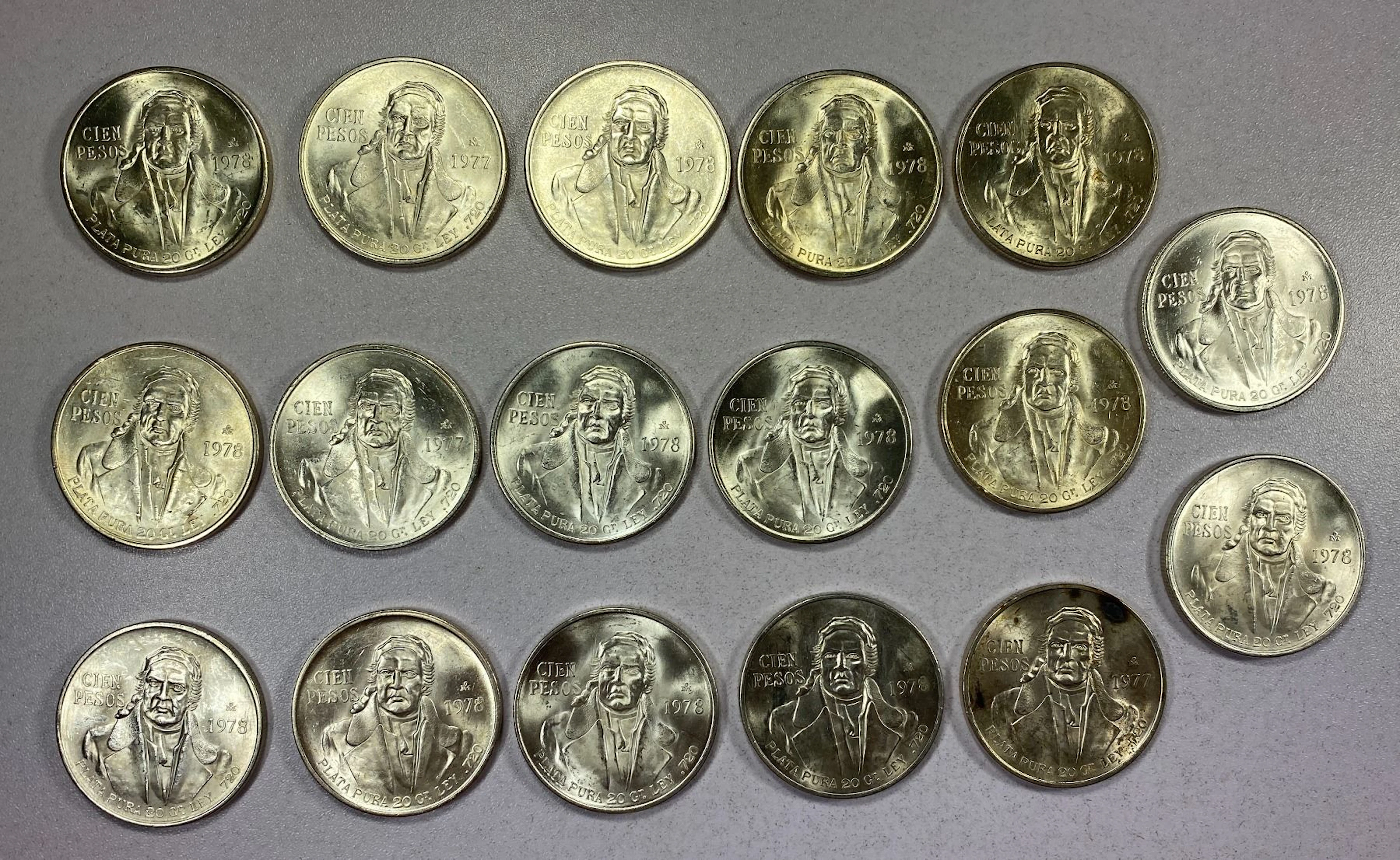 MEXICO: LOT of 17 silver coins