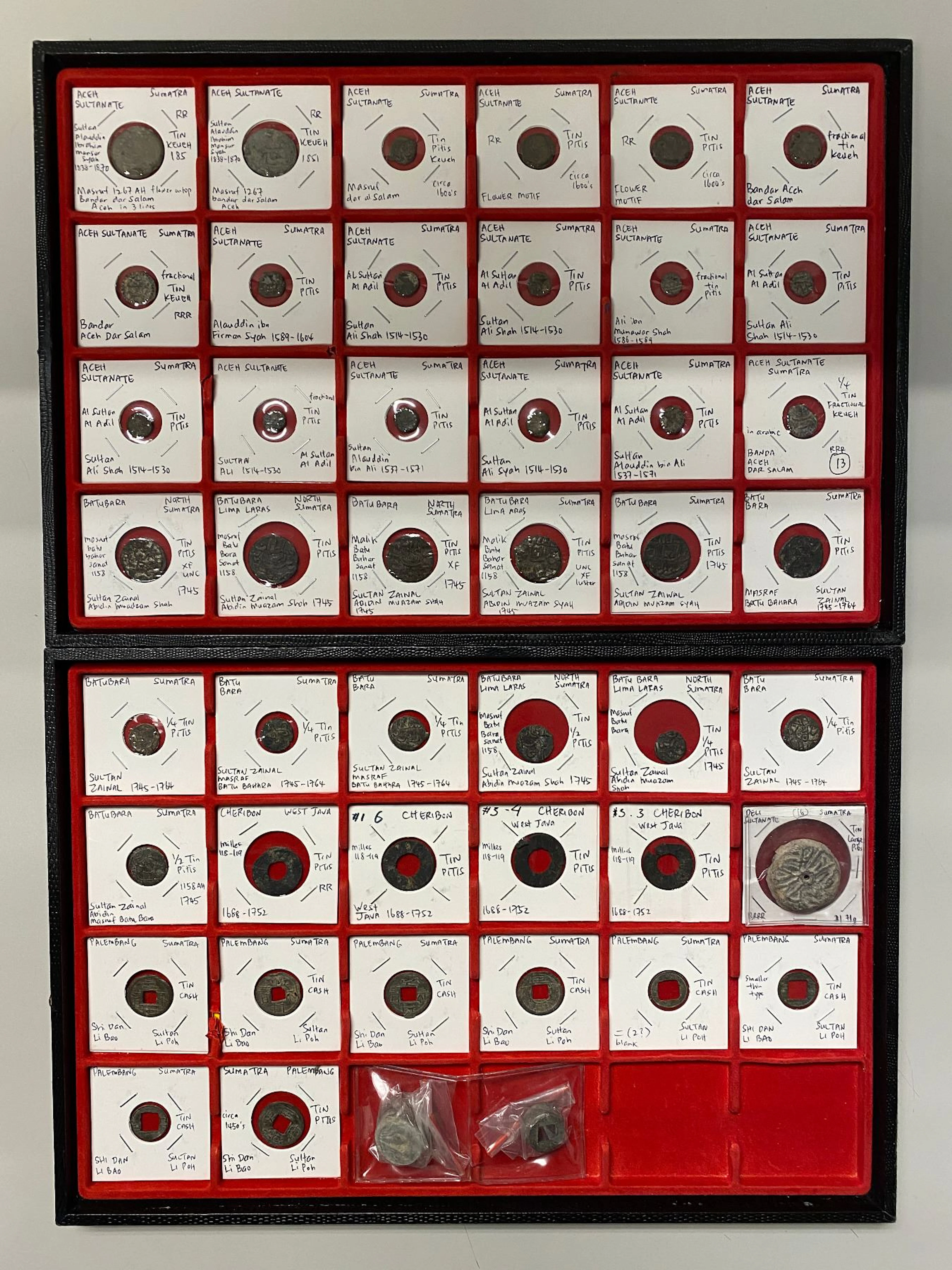MALAYSIA: STATES: LOT of 46 tin coins