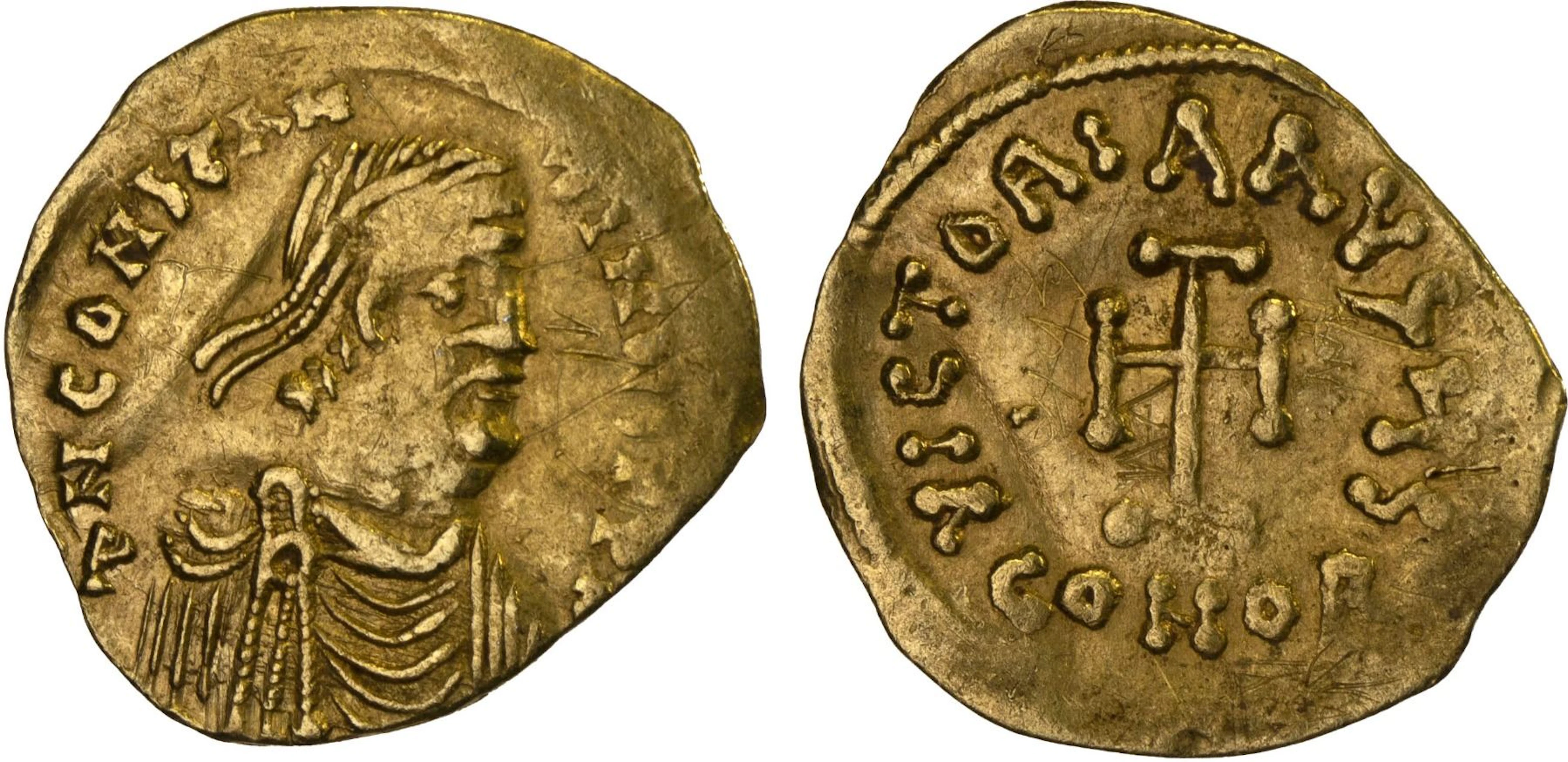 BYZANTINE EMPIRE: Constans II, 641-668, AV tremissis (1.39g), Constantinople