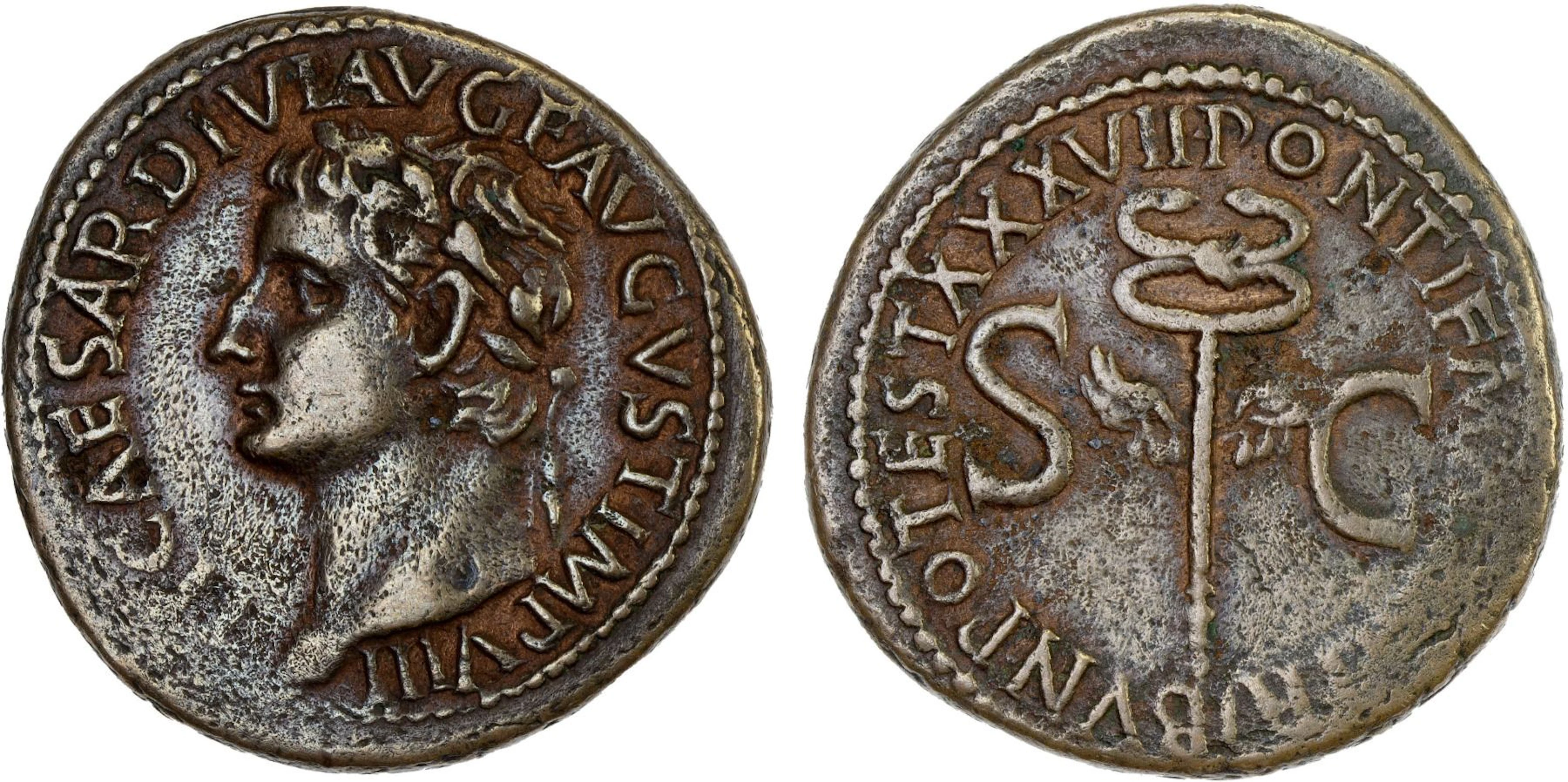 ROMAN EMPIRE: Tiberius, 14-37 AD, AE as (10.92g), Rome, 35-36 AD, Choice VF