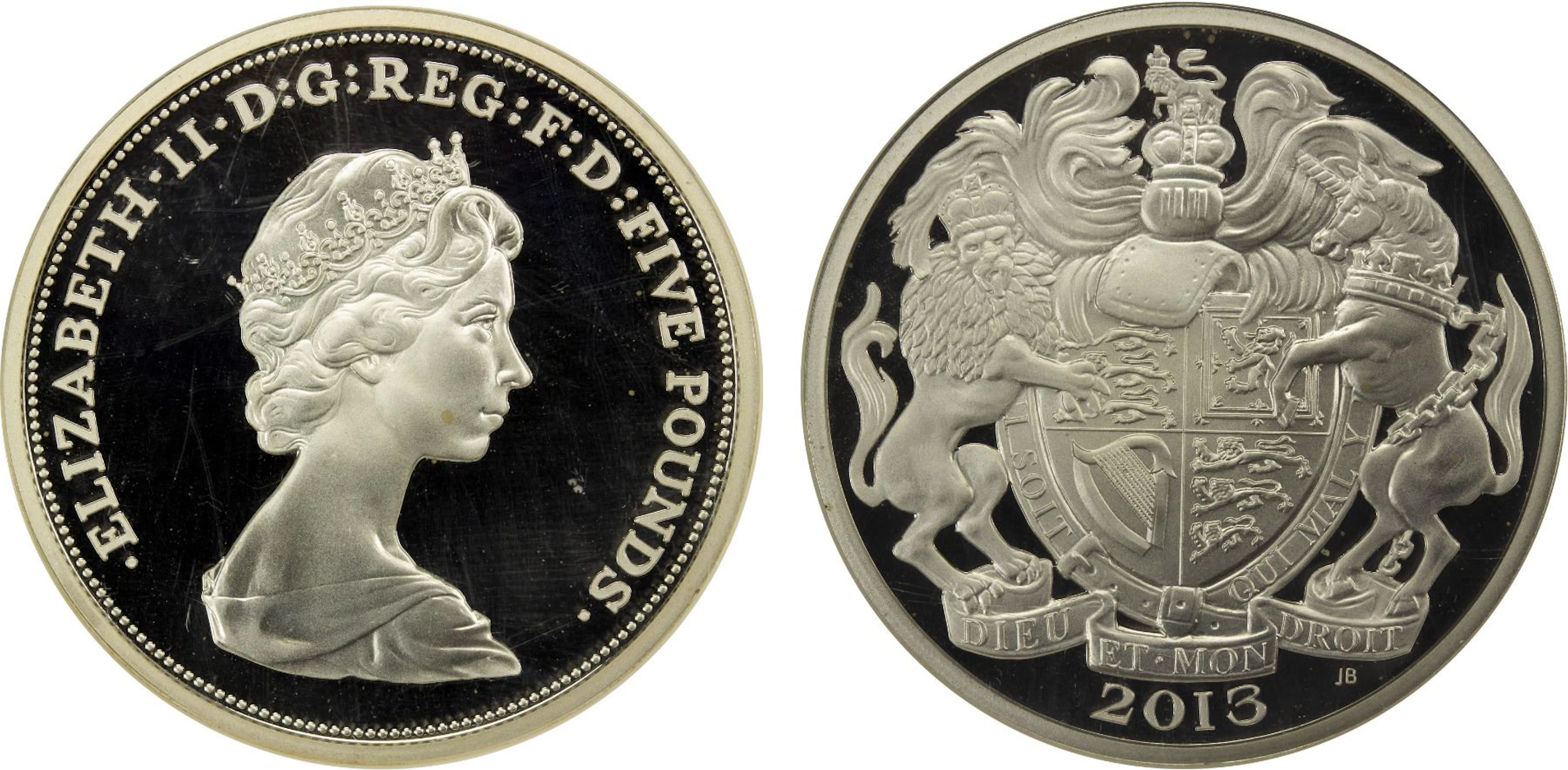 GREAT BRITAIN: Elizabeth II, 1952-2022, AR 5 pounds, 2013, NGC Proof