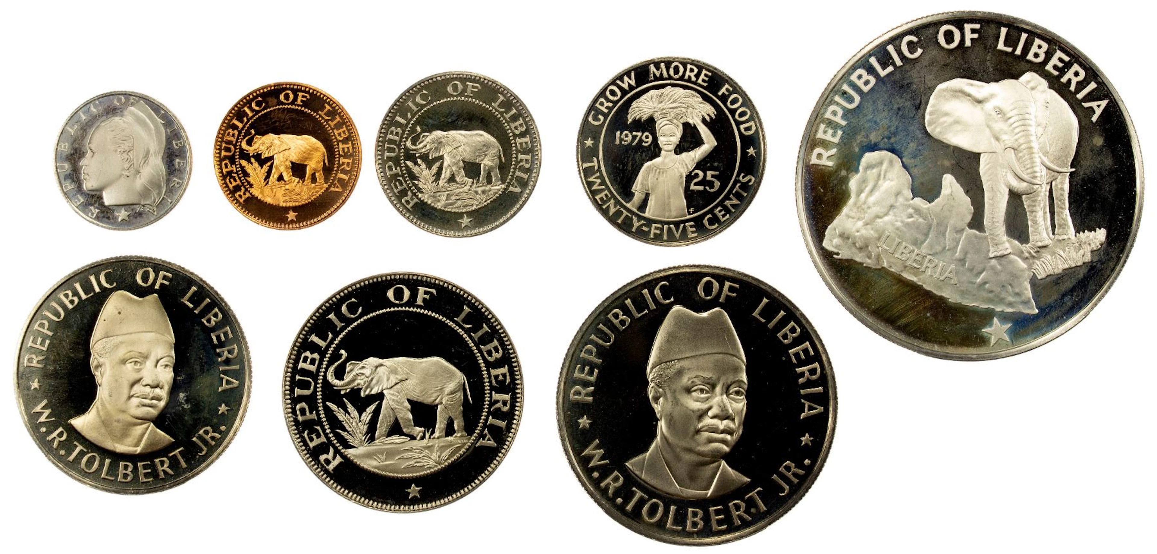 LIBERIA: Republic, SET of 8 coins, 1979-FM, Choice Proof