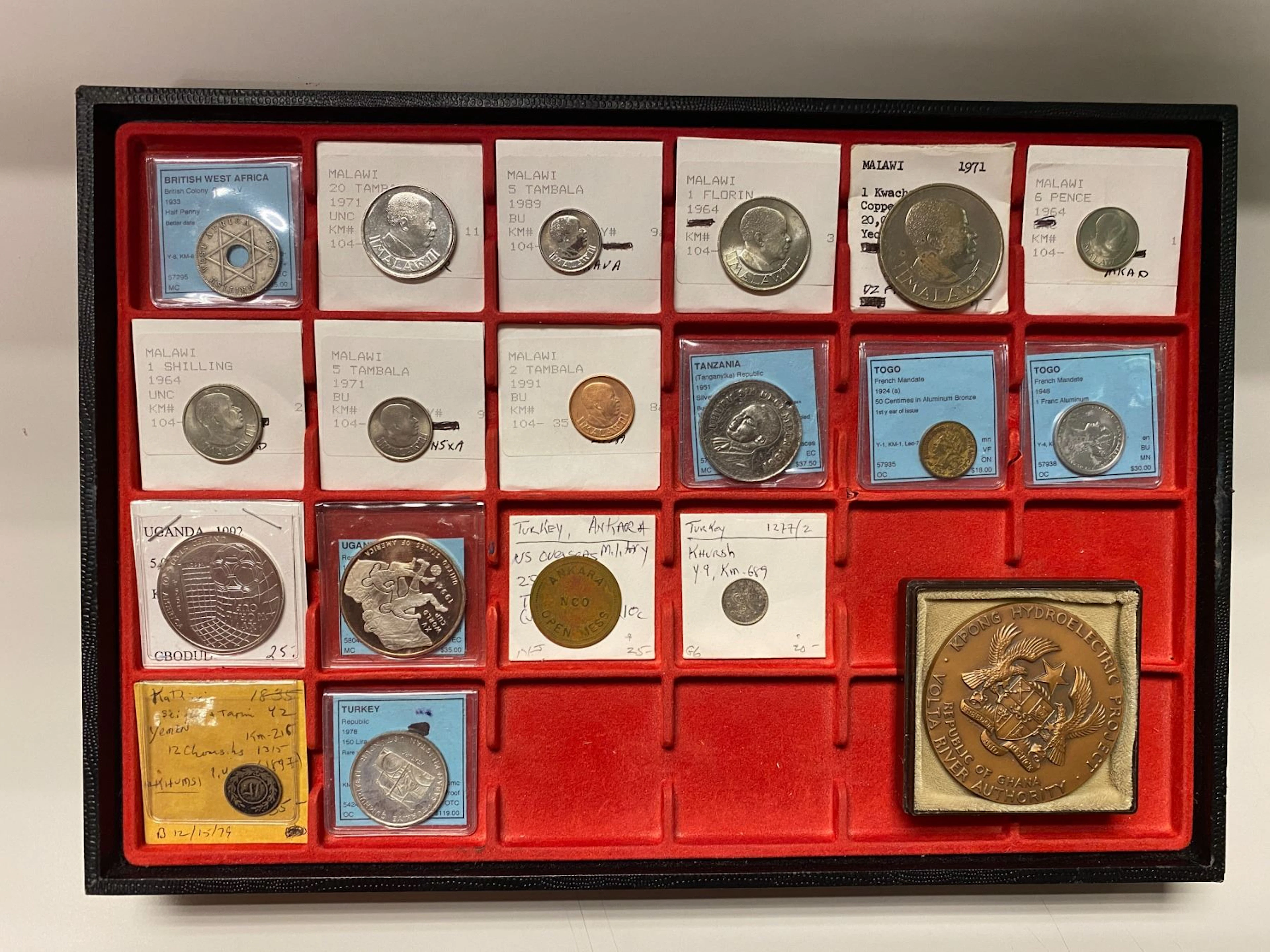 AFRICA & ASIA: LOT of 19 coins, tokens, and medals