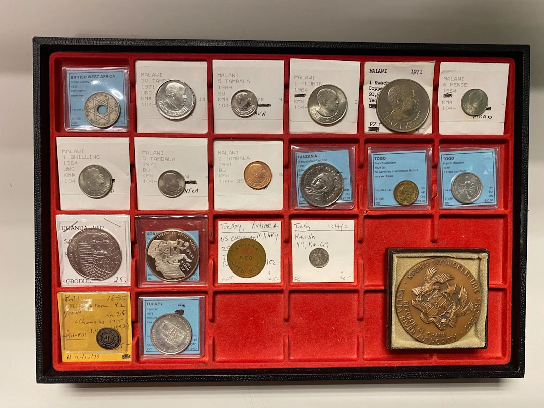 AFRICA & ASIA: LOT of 19 coins, tokens, and medals