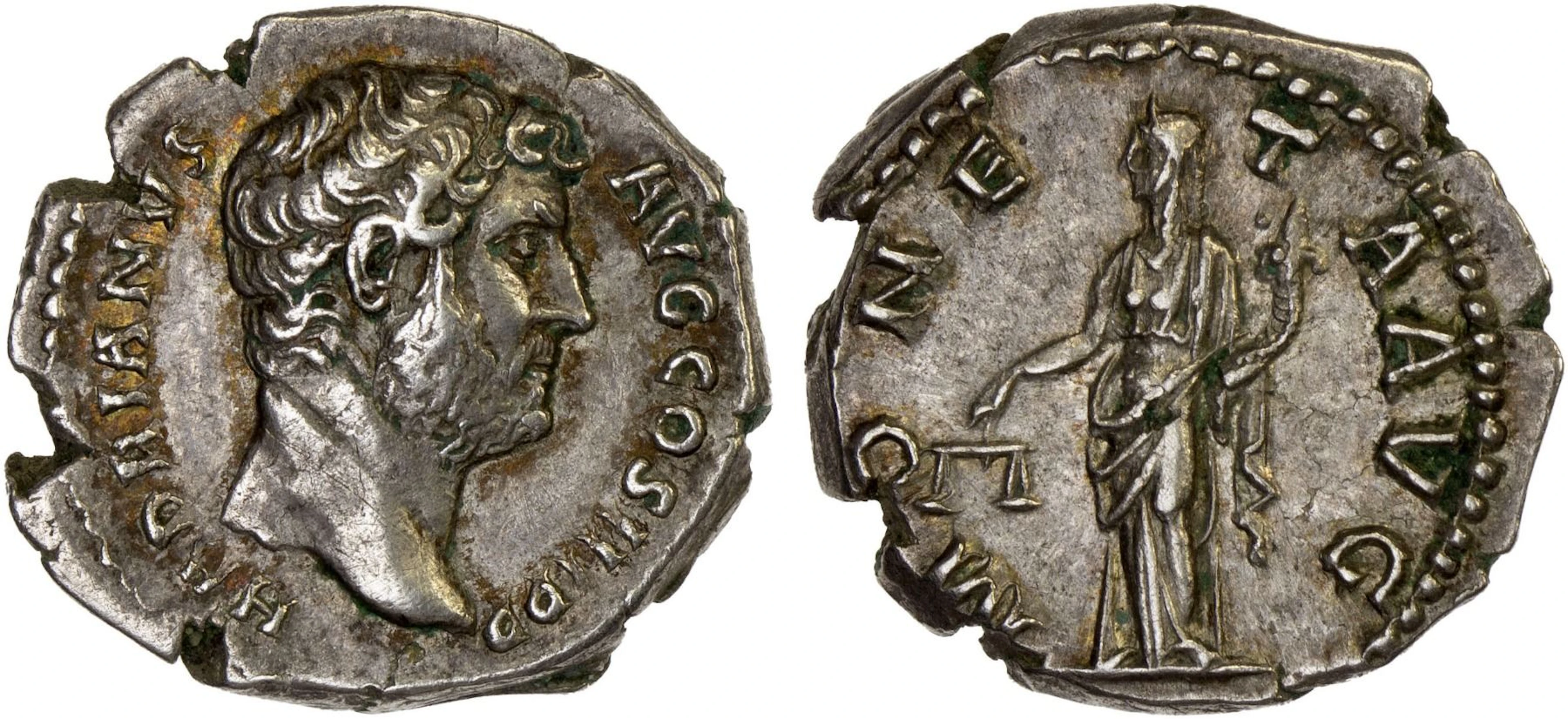 ROMAN EMPIRE: Hadrian, 117-138 AD, AR denarius (3.50g), Rome, 136 AD, Choice VF