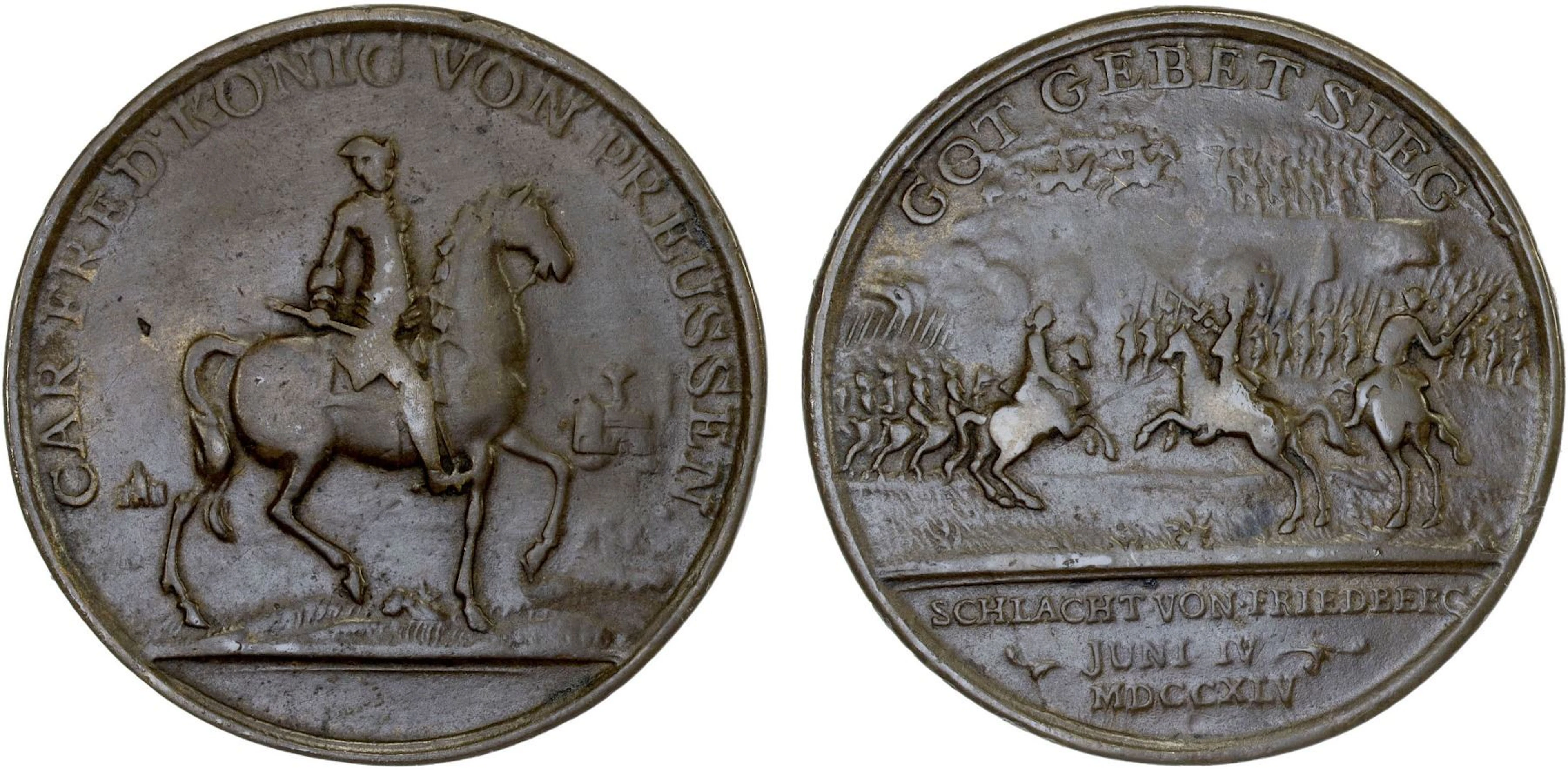 BRANDENBURG-PRUSSIA: Friedrich II, 1740-1786, AE medal (15.39g), 1745, F-VF