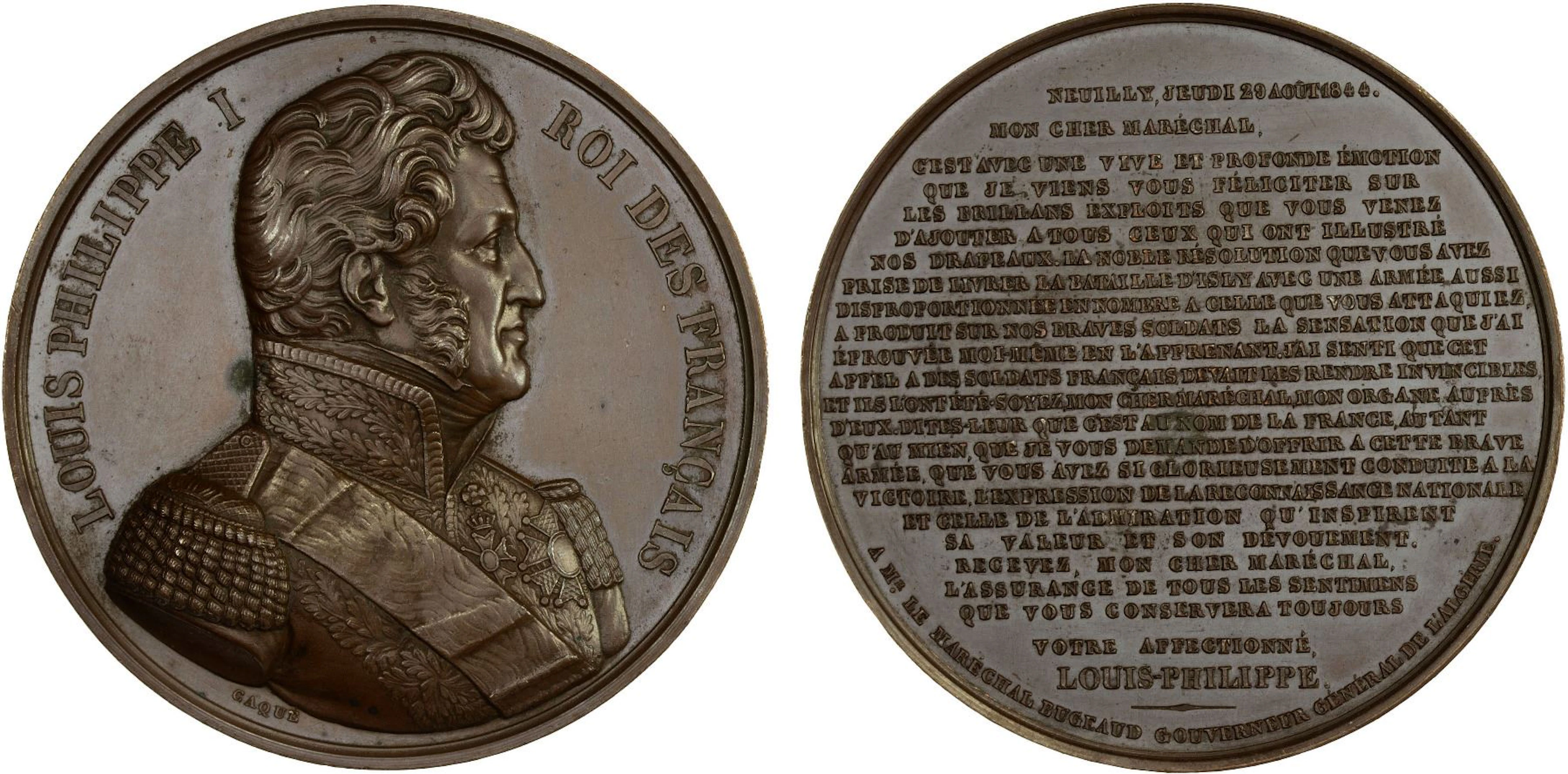 ALGERIA: Louis Philippe I, 1830-1848, AE medal (73.50g), 1844, Unc