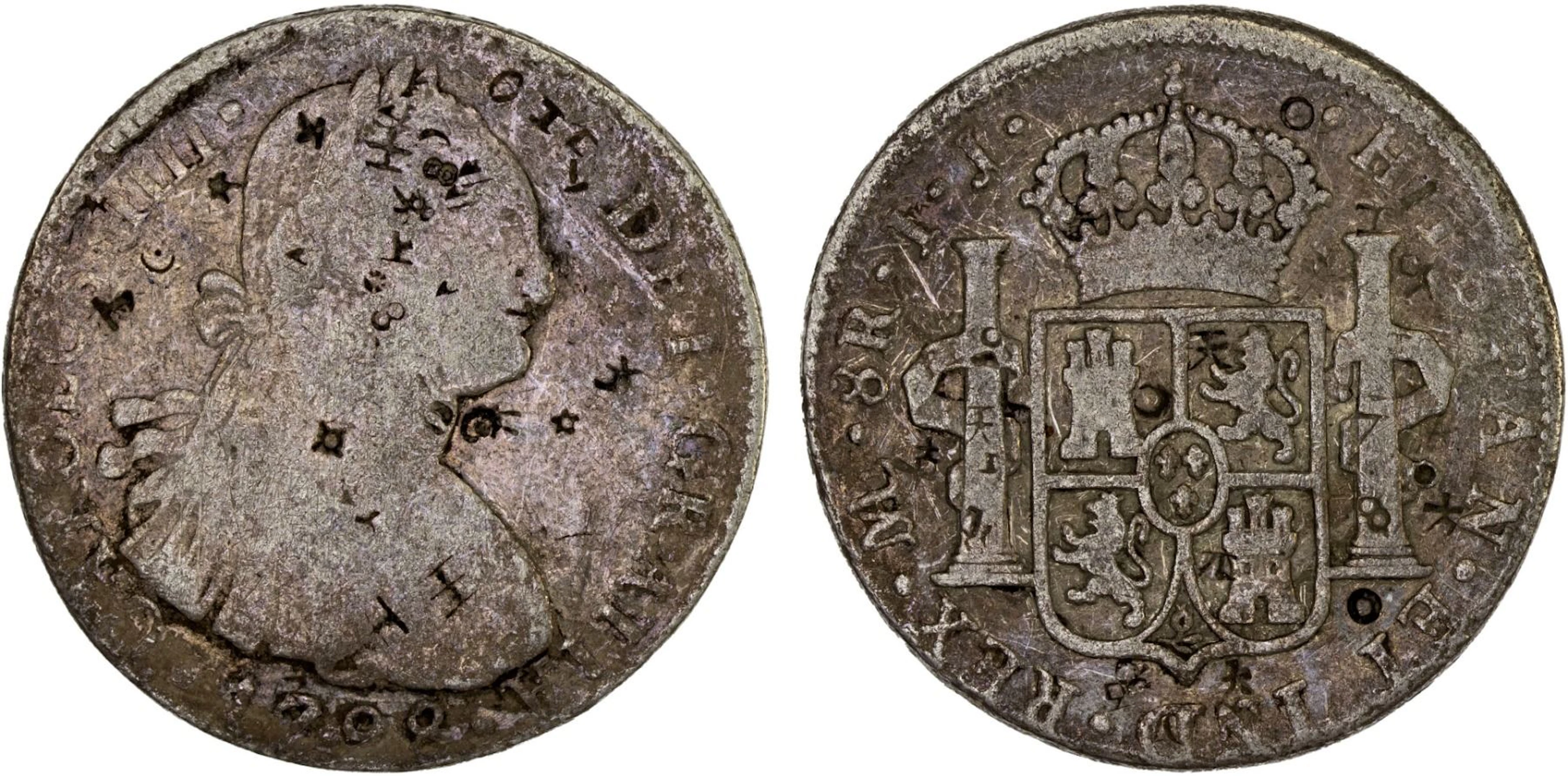 CHINA: CHOPMARKED COINS: PERU: Carlos IV, 1788-1808, AR 8 reales