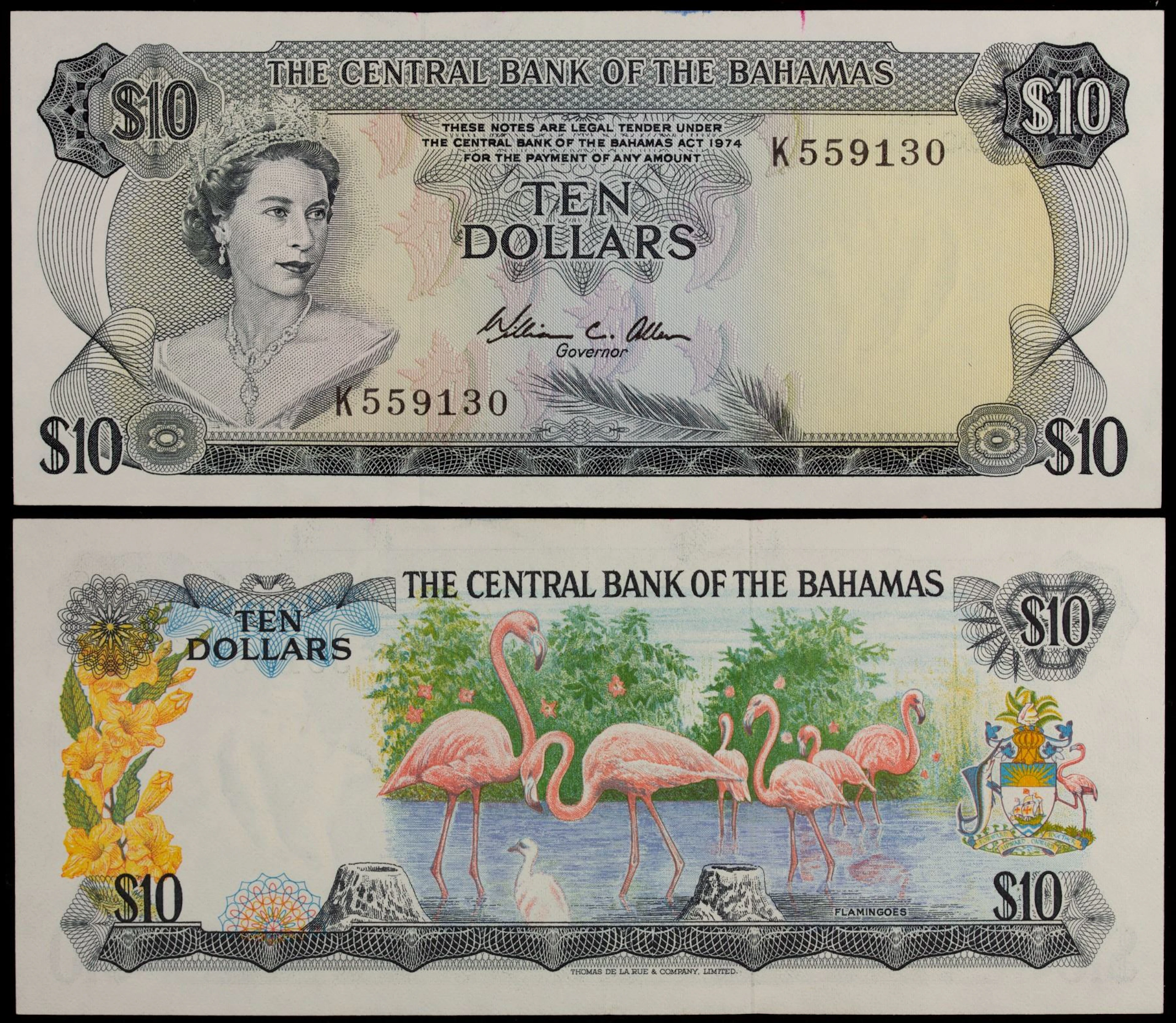 BAHAMAS: Elizabeth II, 1952-2022, 10 dollars, L. 1974, Choice AU