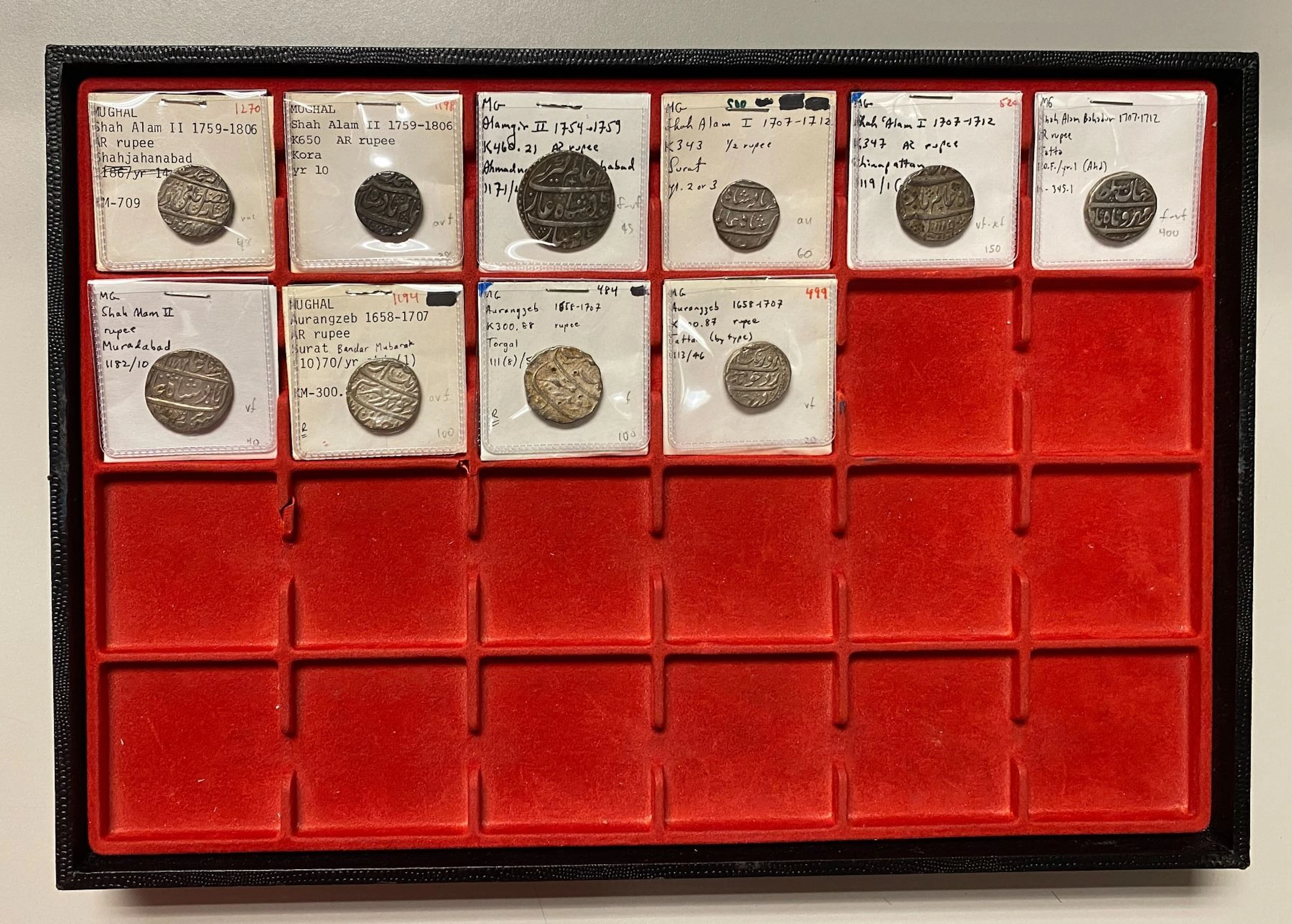 INDIA: MUGHAL: LOT of 10 coins